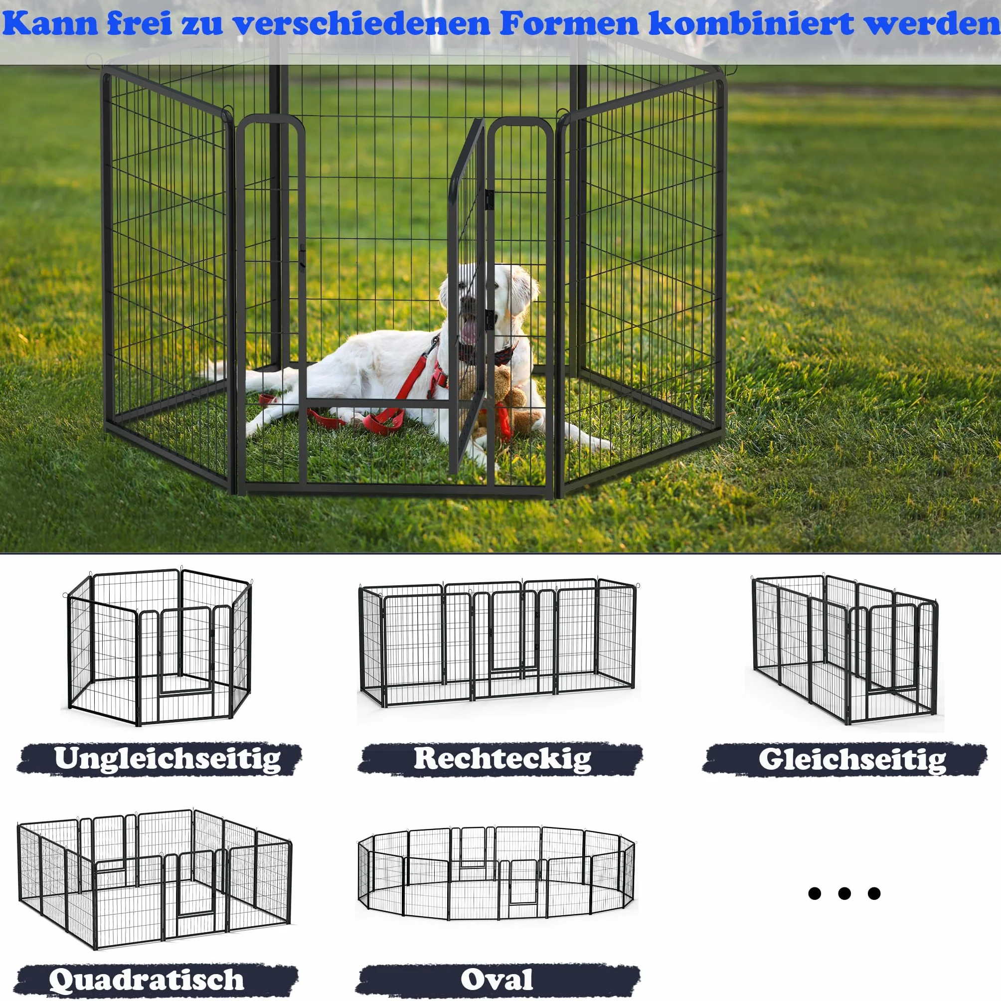 YUENFONG Enclos pour Chiots 80cm Hauteur XL 528x65x80cm avec Porte