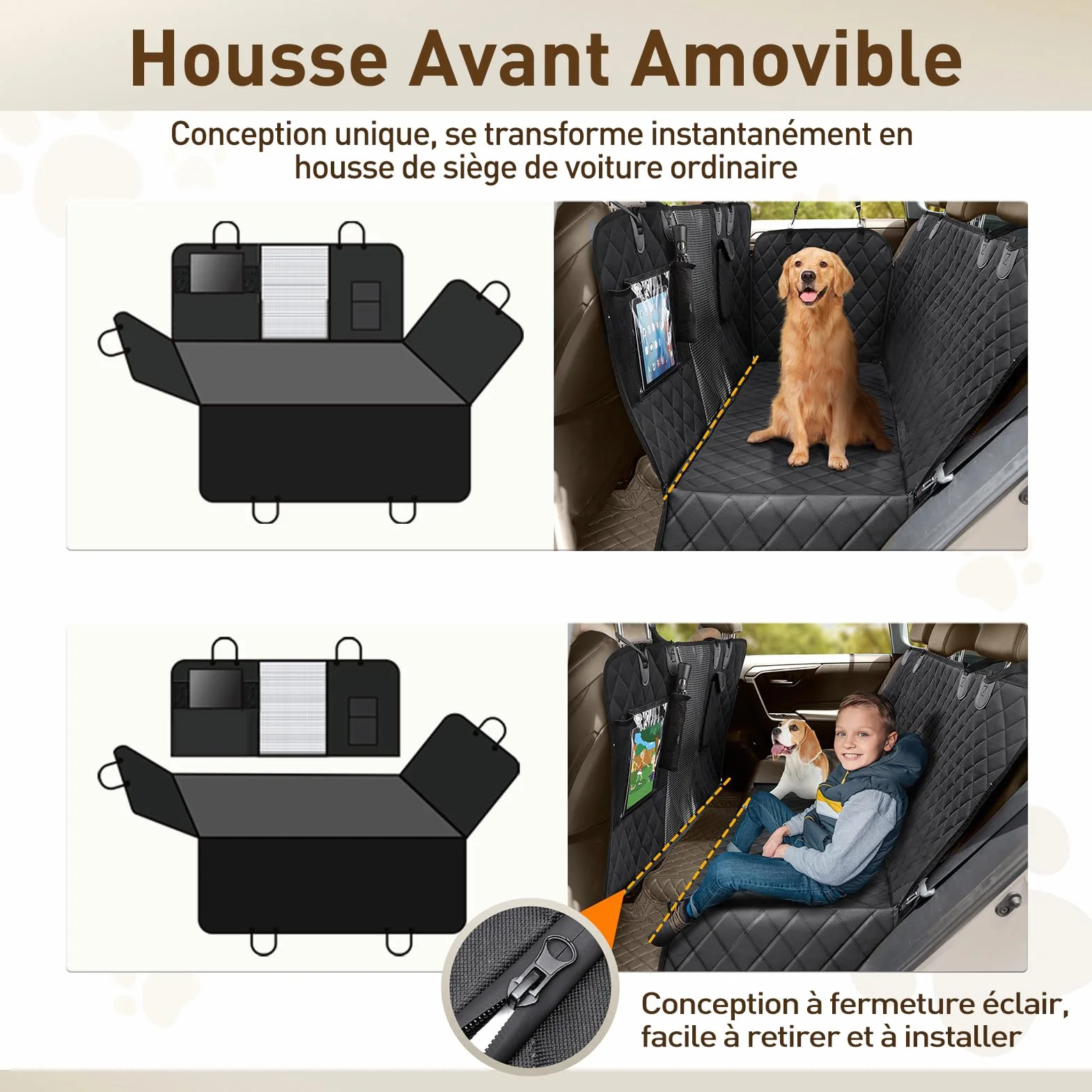 Gimars Housse Voiture Chien Imperméable Antidérapante 157x137cm Universel Protection Siège Transport