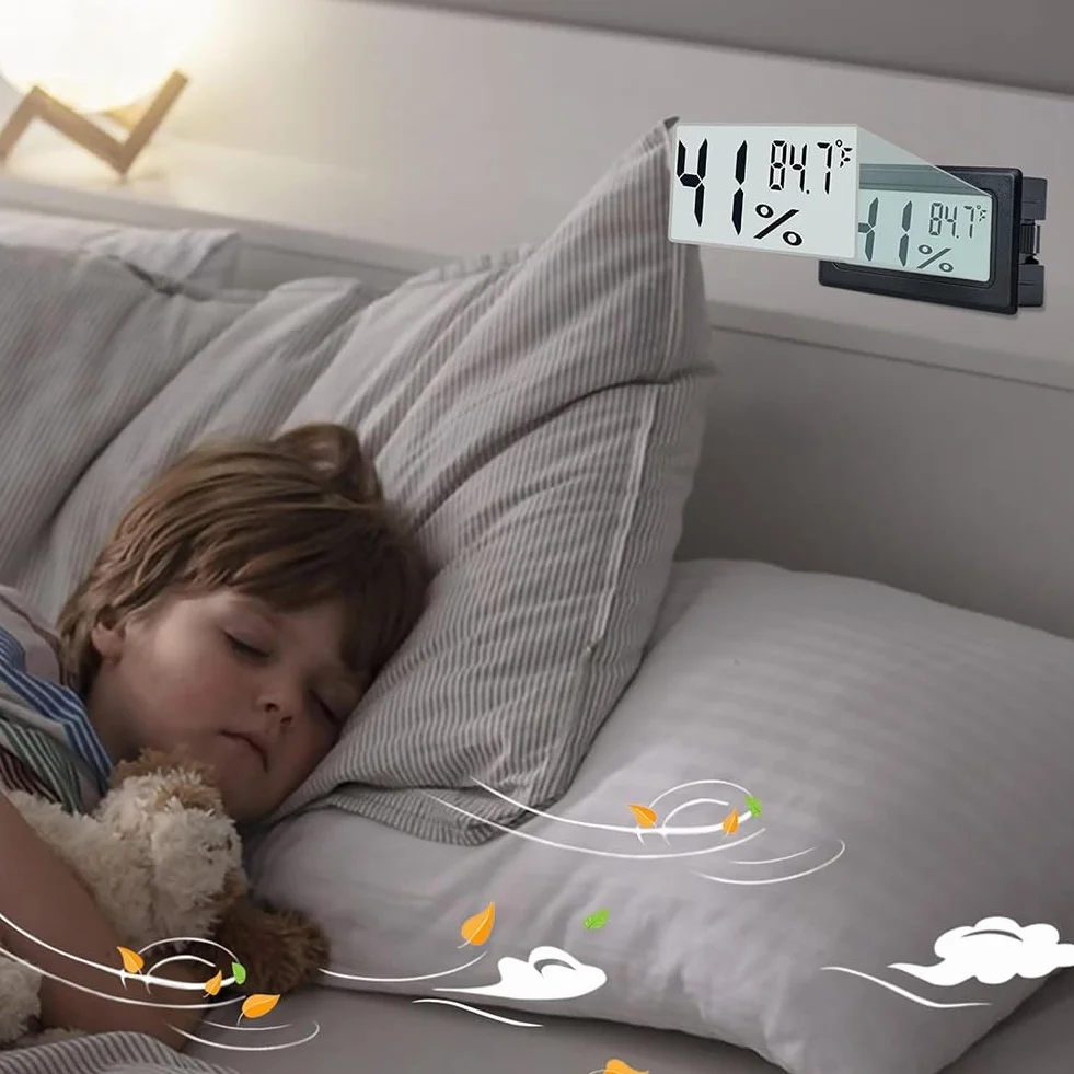 6Pcs thermomètres numériques d'intérieur, Mini hygromètre, Thermomètre numérique Humidité avec (℉), Incubateur, Thermomètre d'intérieur pour serre, jardin
