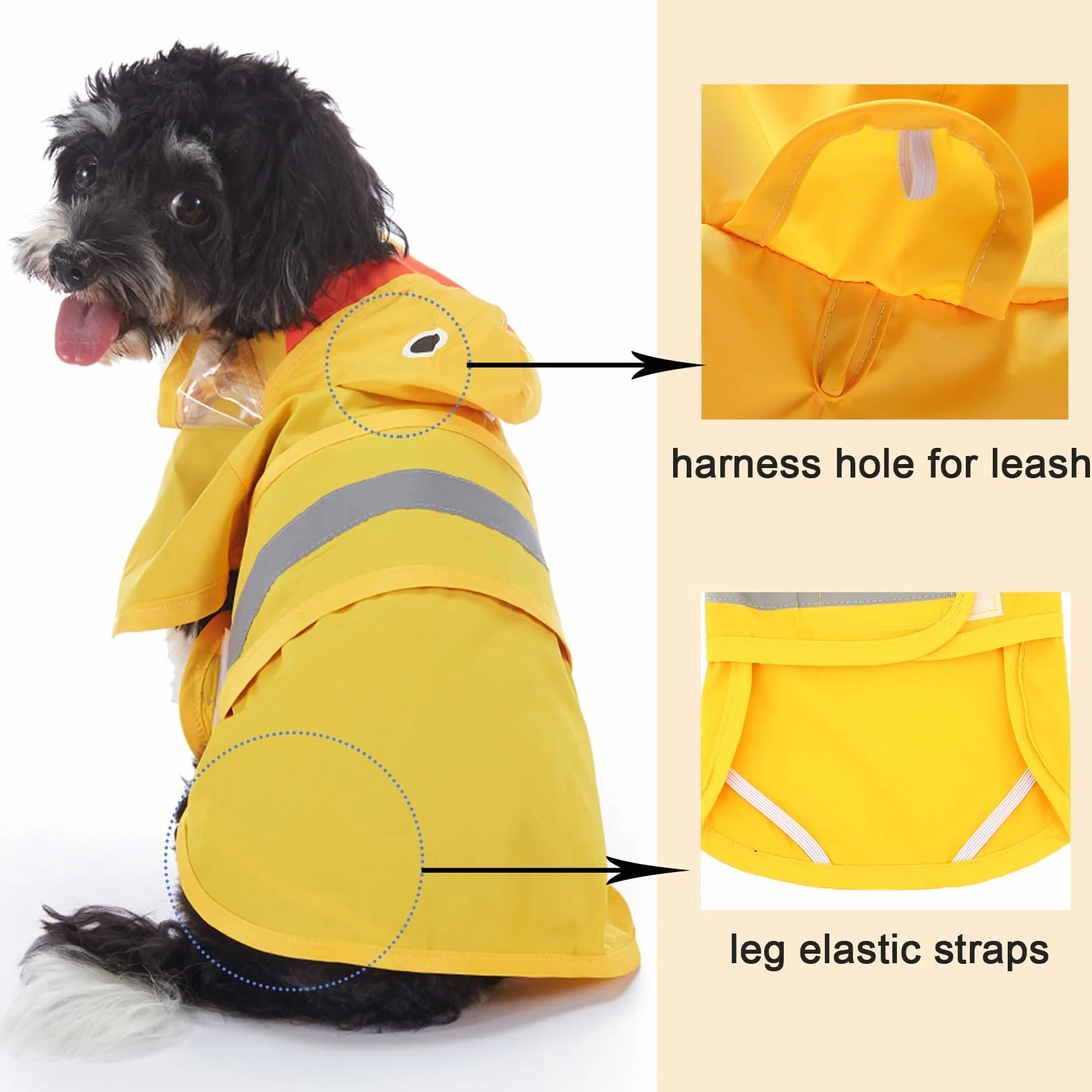 Manteau de pluie imperméable pour chien avec capuche, léger réfléchissant, motif canard, jaune M
