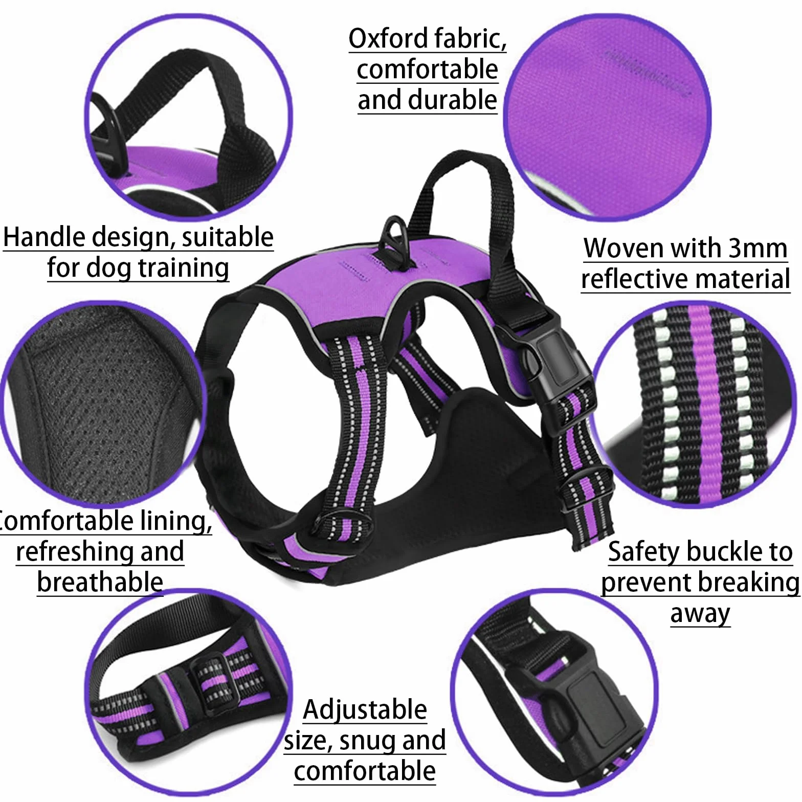Harnais Chien No Pull Anti Traction, Violet M