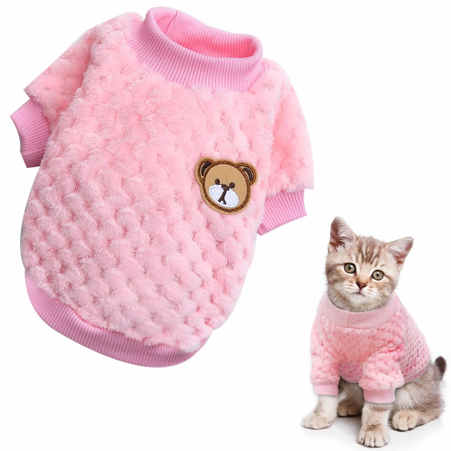 Pull Polaire Chien Chat Manteau Hiver Chaud L Rose