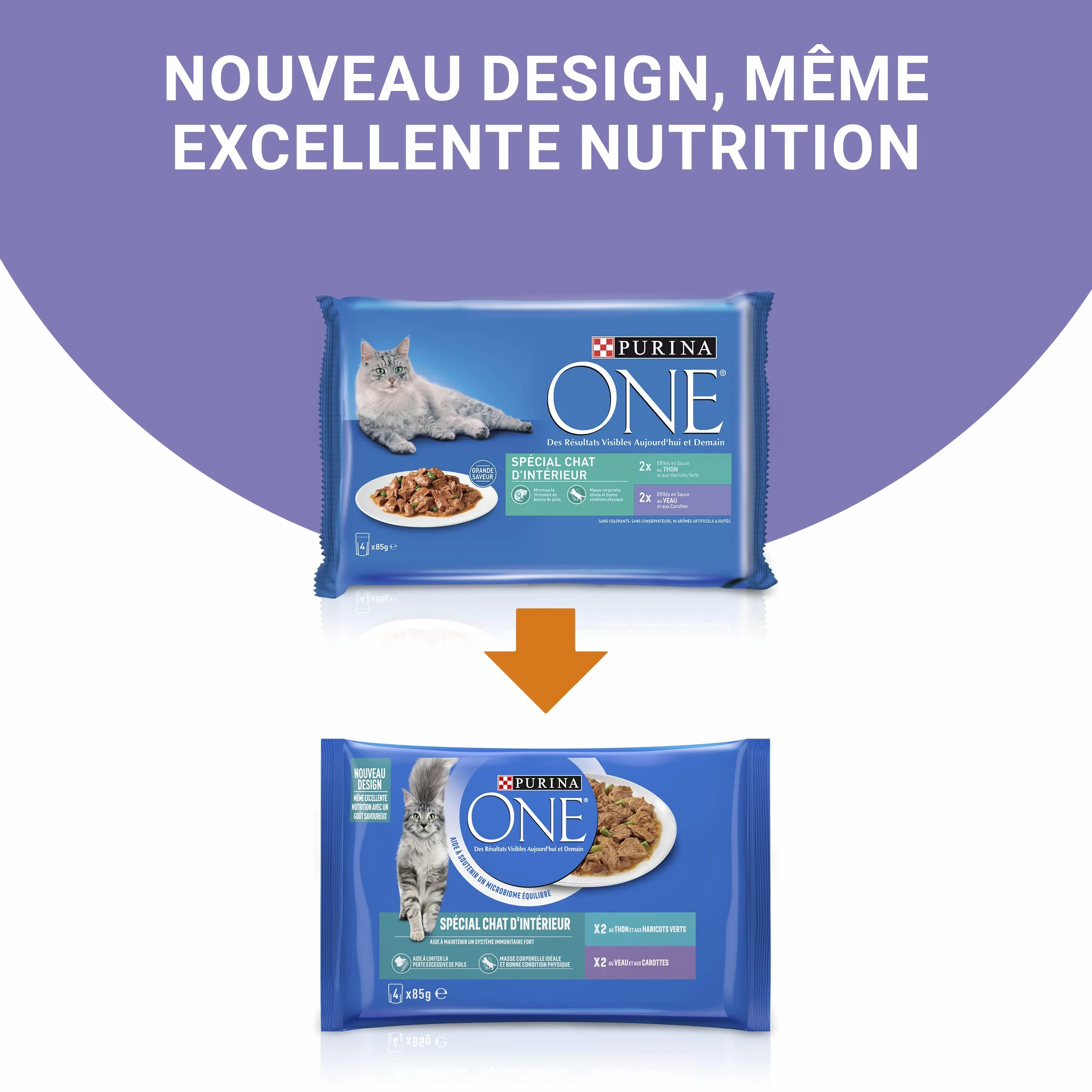 PURINA ONE BIFENSIS Spécial Chat Stérilisé d'Intérieur Effilés en Sauce Thon Veau Sachets Fraîcheur Lot de 12 (4 x 85g)