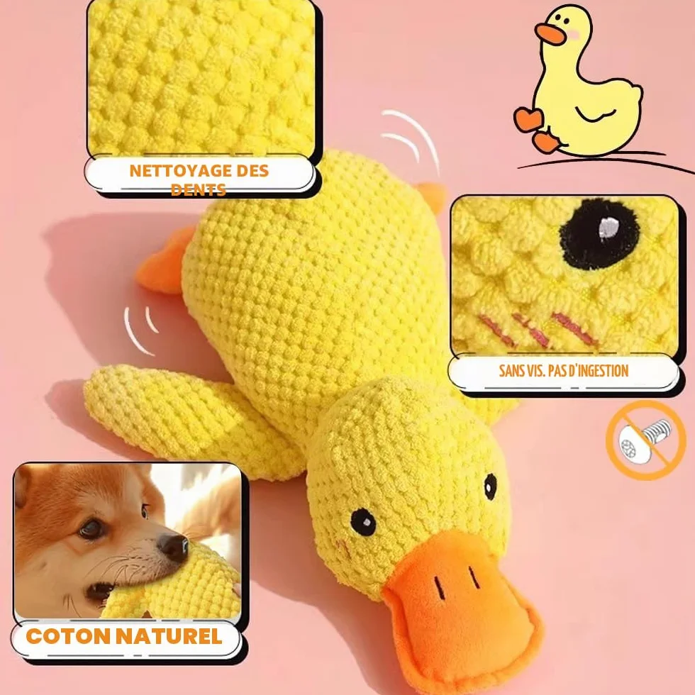 Speedy Panther Jouet en peluche canard couineur pour petits chiens 25 cm