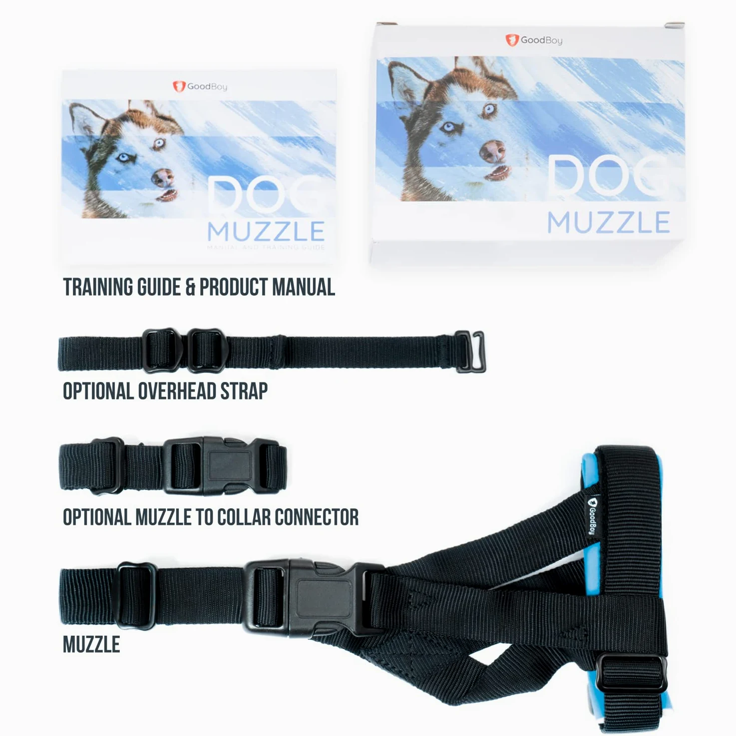 Muselière Douce et sécurisée pour Chiens, Contre Les morsures et Les mastications indésirables, Rembourrage en néoprène Doux, Plus de frottements, avec Guide (français Non Garanti), XS, Bleu