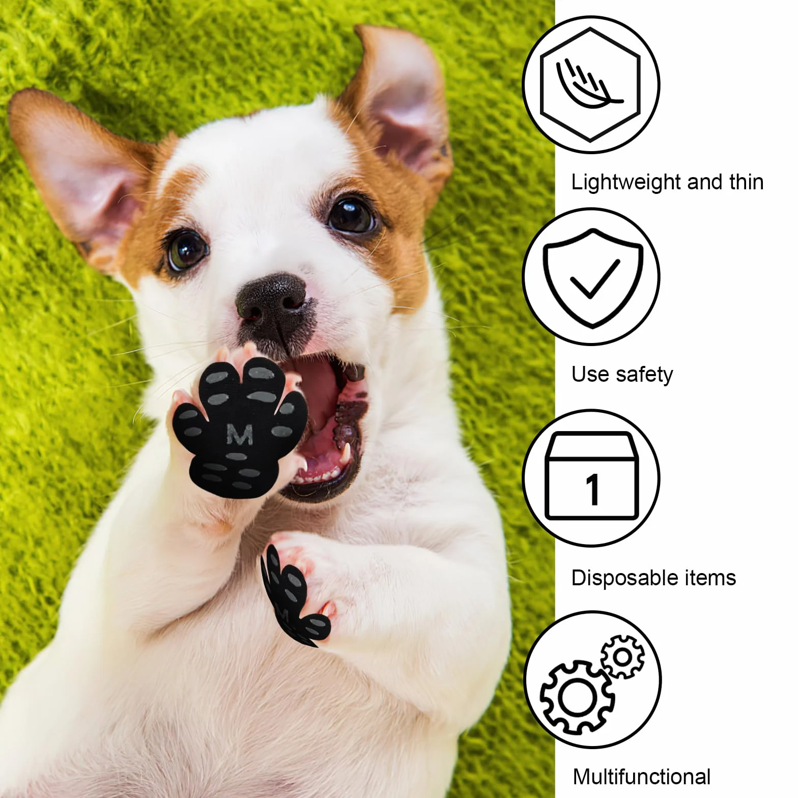 Protection Patte Chien Autocollant 24 pièces, Chaussettes Antidérapantes Traction Soin des Pattes (M)
