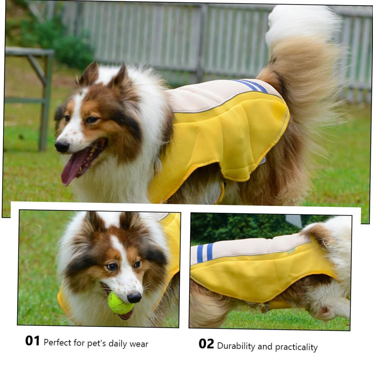 Gilet Rafraîchissant et Prévenant Le Coup de Chaleur pour Chien Jaune en Polyester Confortable et Fêtes du Weekend pour Parades D'été