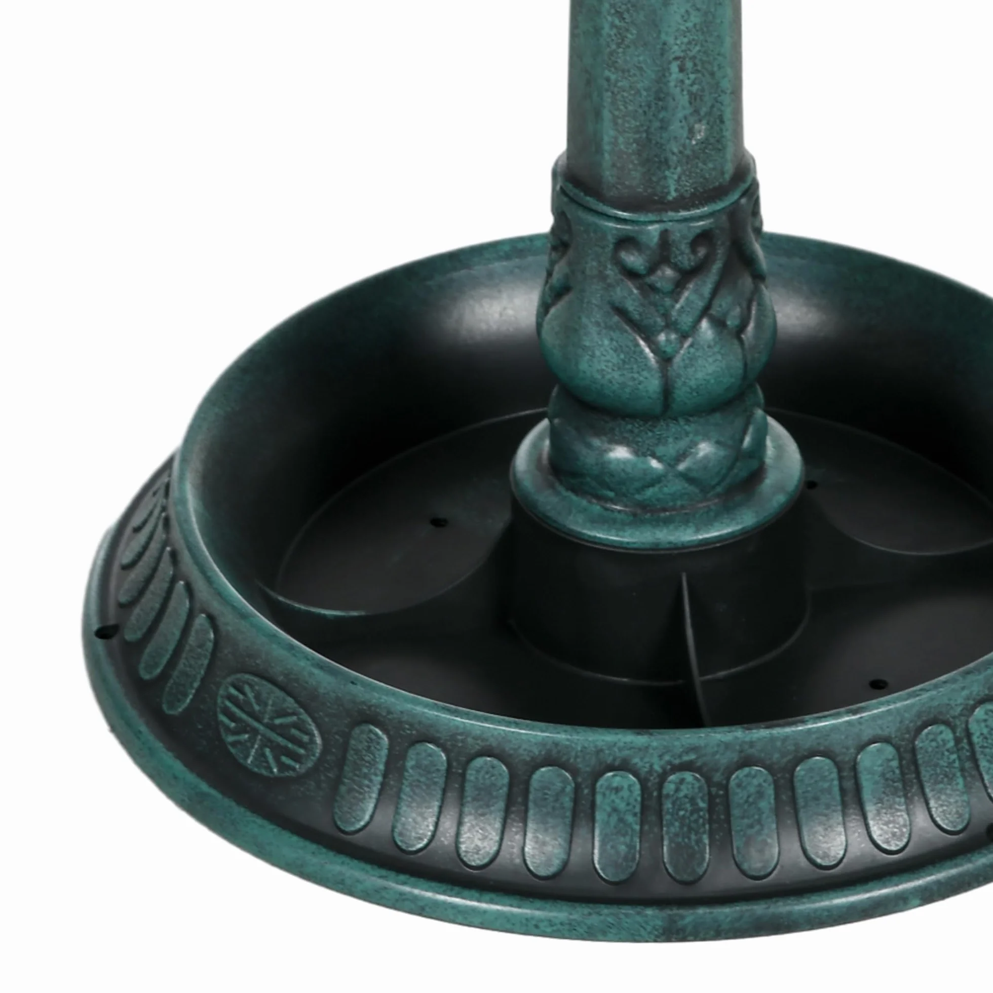 Outsunny Bain d'oiseaux Antique 81 cm avec Base de jardinière, Mangeoire, Bassin sur Pied, Style Vintage, Bronze Vert