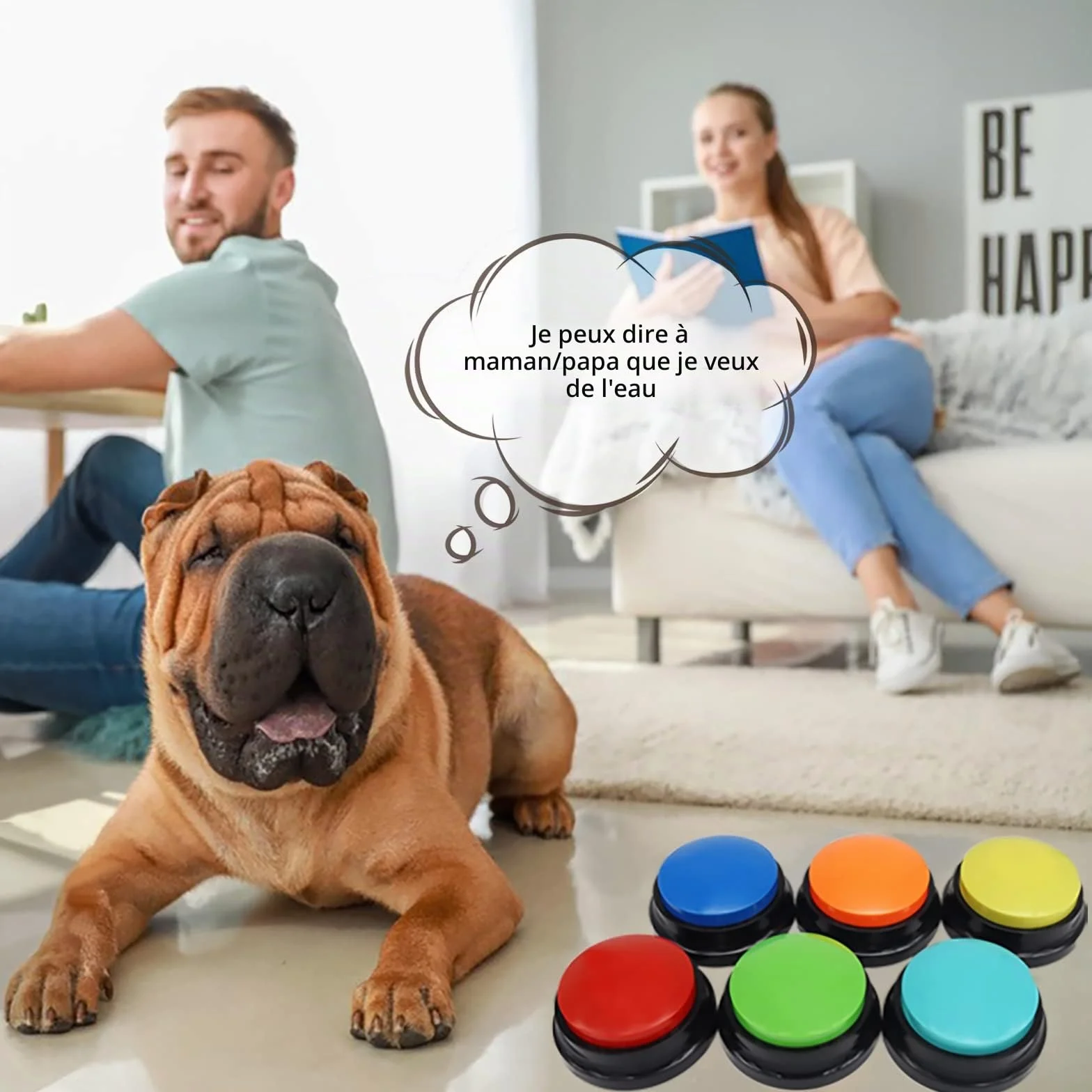 Lot de 6 boutons d'enregistrement vocal, boutons pour chien pour la communication et le dressage des animaux de compagnie, enregistrement et lecture de 30 secondes, bureau, maison