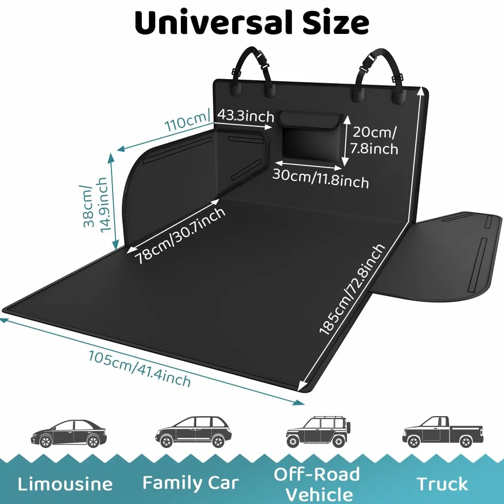 KYG Protection Coffre Voiture Universelle Imperméable pour Chiens avec Protection Latérale, 185x105x38cm Noir