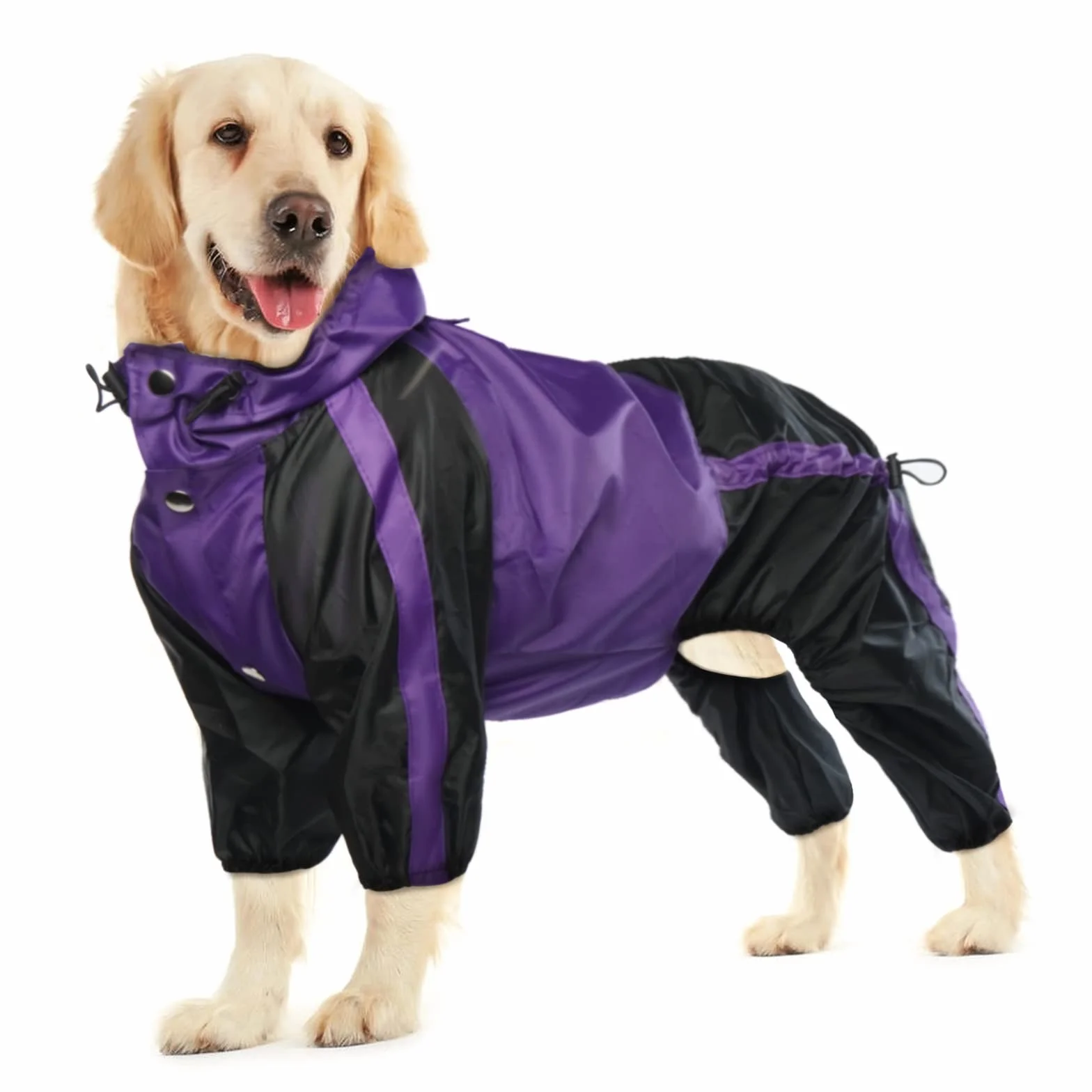 Manteau de pluie imperméable pour chiens de grande taille, poncho léger avec capuche, gilet résistant à la neige, vêtements de pluie avec trou pour laisse