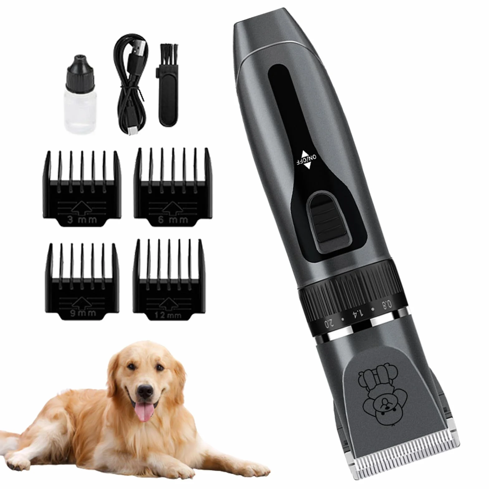 Tondeuse silencieuse pour chien avec charge USB, antidérapante pour petits, moyens et grands chiots