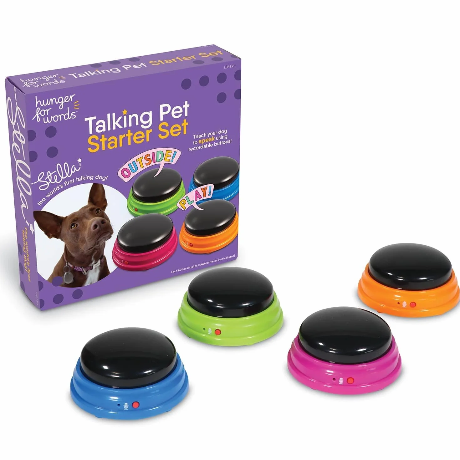 Learning Resources Hunger for Words Kit de démarrage pour Chien Parlant, Boutons avec Message enregistrable pour Chiens, Boutons pour Chien Parlant, apprends à Ton Chien à Parler