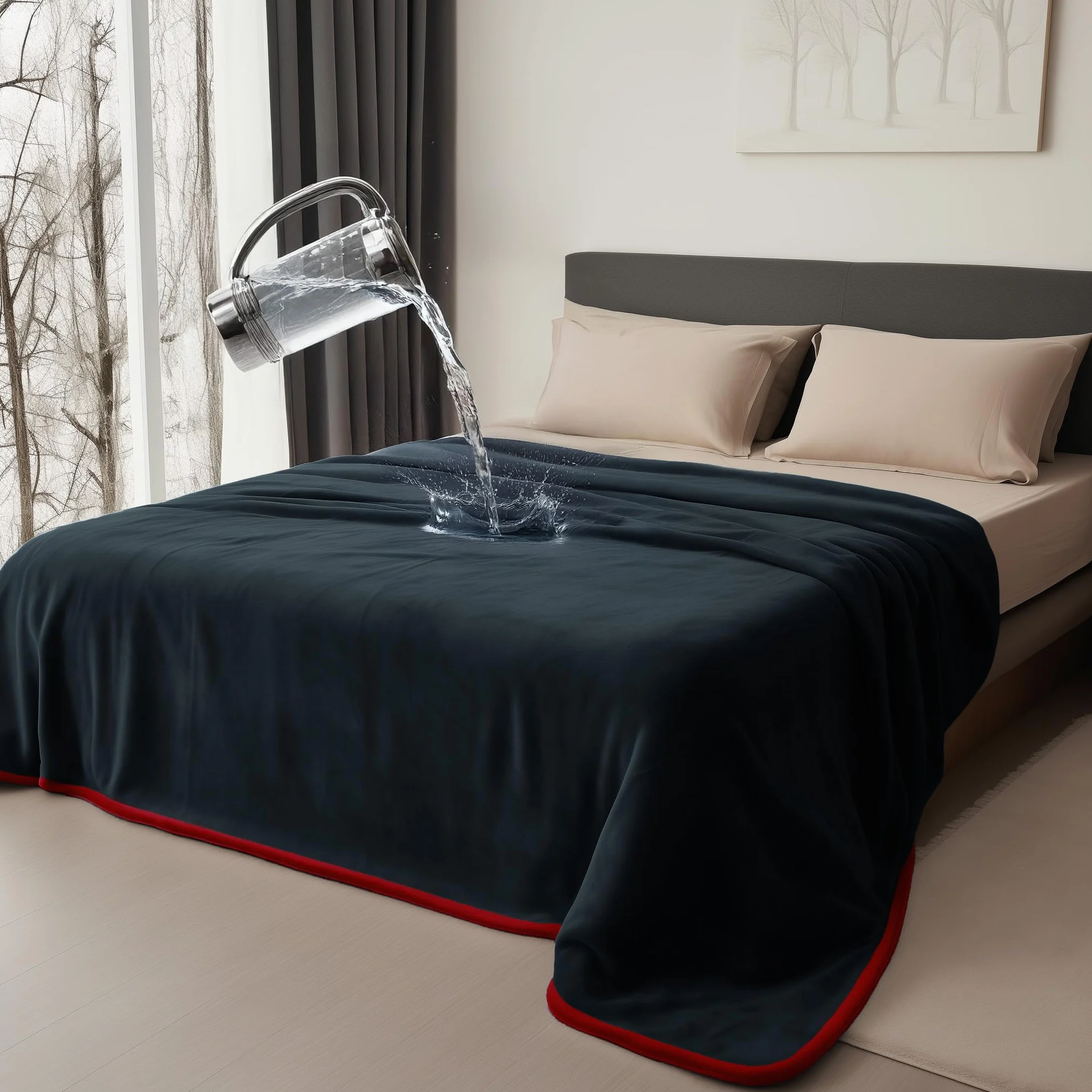 Housse imperméable Bedding Aid réversible anti-éclaboussures flanelle double face rouge passion noir minuit