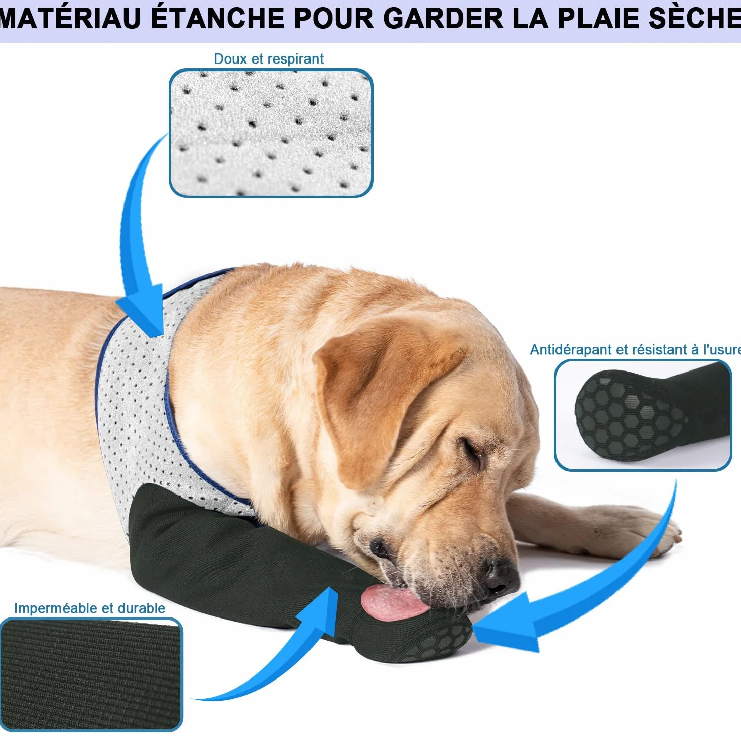 COODEO Chaussettes pour Chien, Bottes de Soin & Protecteurs de Pattes Anti-dérapants, Chaussures étanches (Gris, 3XL_Gauche)