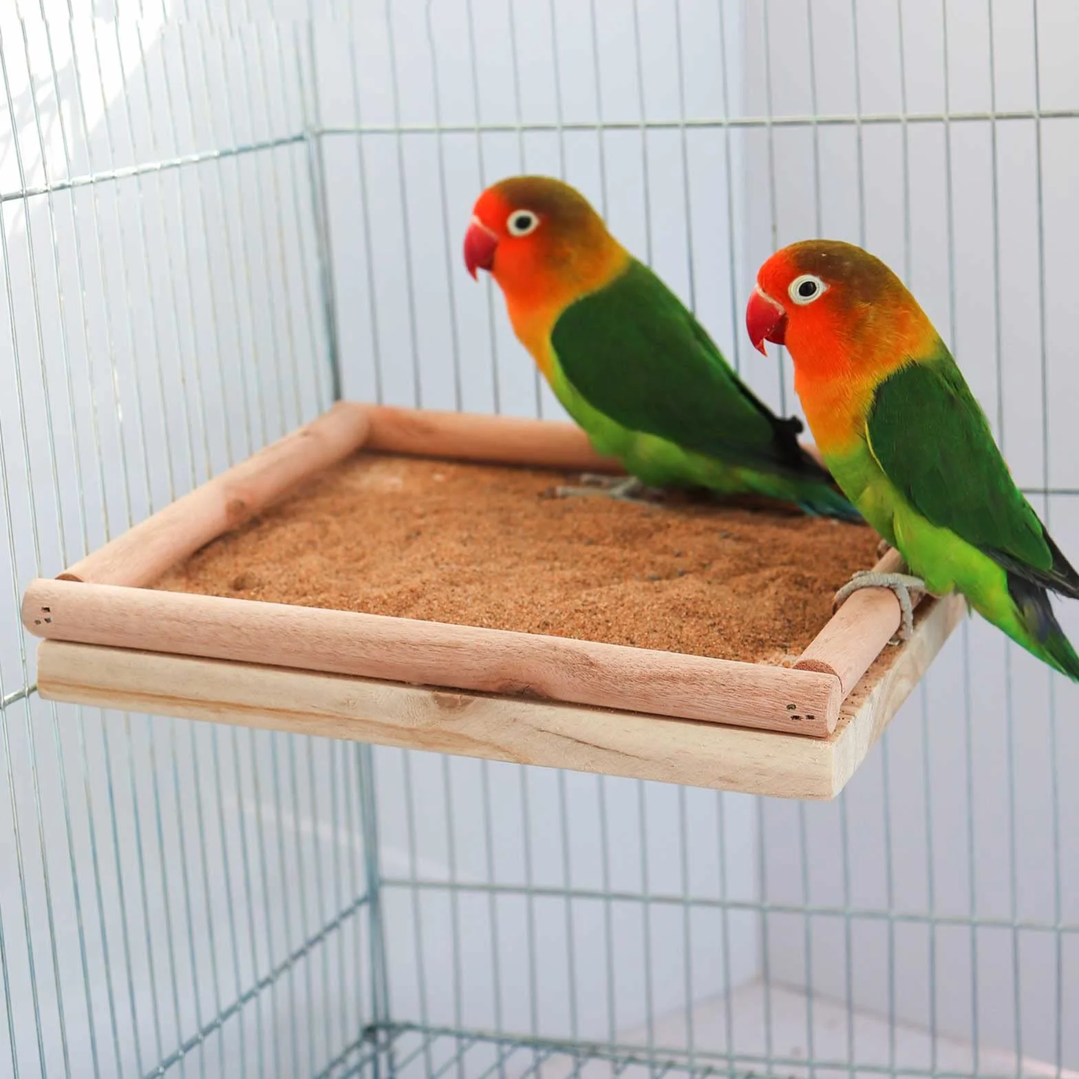 Perchoir en Bois Naturel pour Oiseaux 20×20 cm - Plateforme pour Perroquets, Accessoire Cage