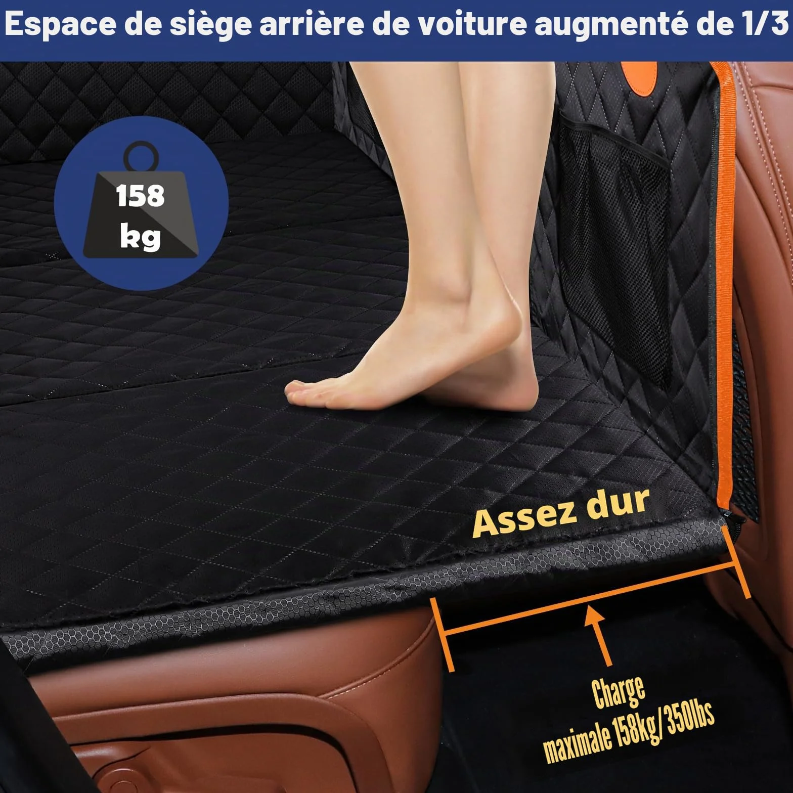 JOEJOY Housse Protection Voiture Chien Imperméable Résistant Aux Rayures Fond Rigide Noir