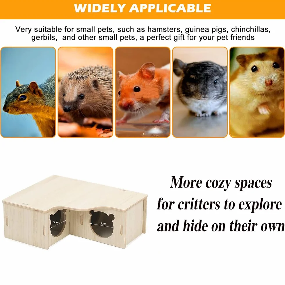Maison d'angle pour Hamsters Maison en Bois pour Hamsters Cage pour Hamsters Cachette d'angle pour Gerbils-Chinchilla-cochons d'Inde Petits Animaux nichent