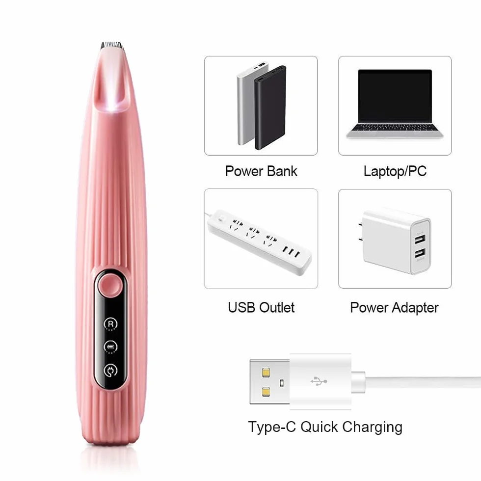 Tondeuse électrique Chien Faible Bruit Lumière LED Rasoir Chat étanche USB
