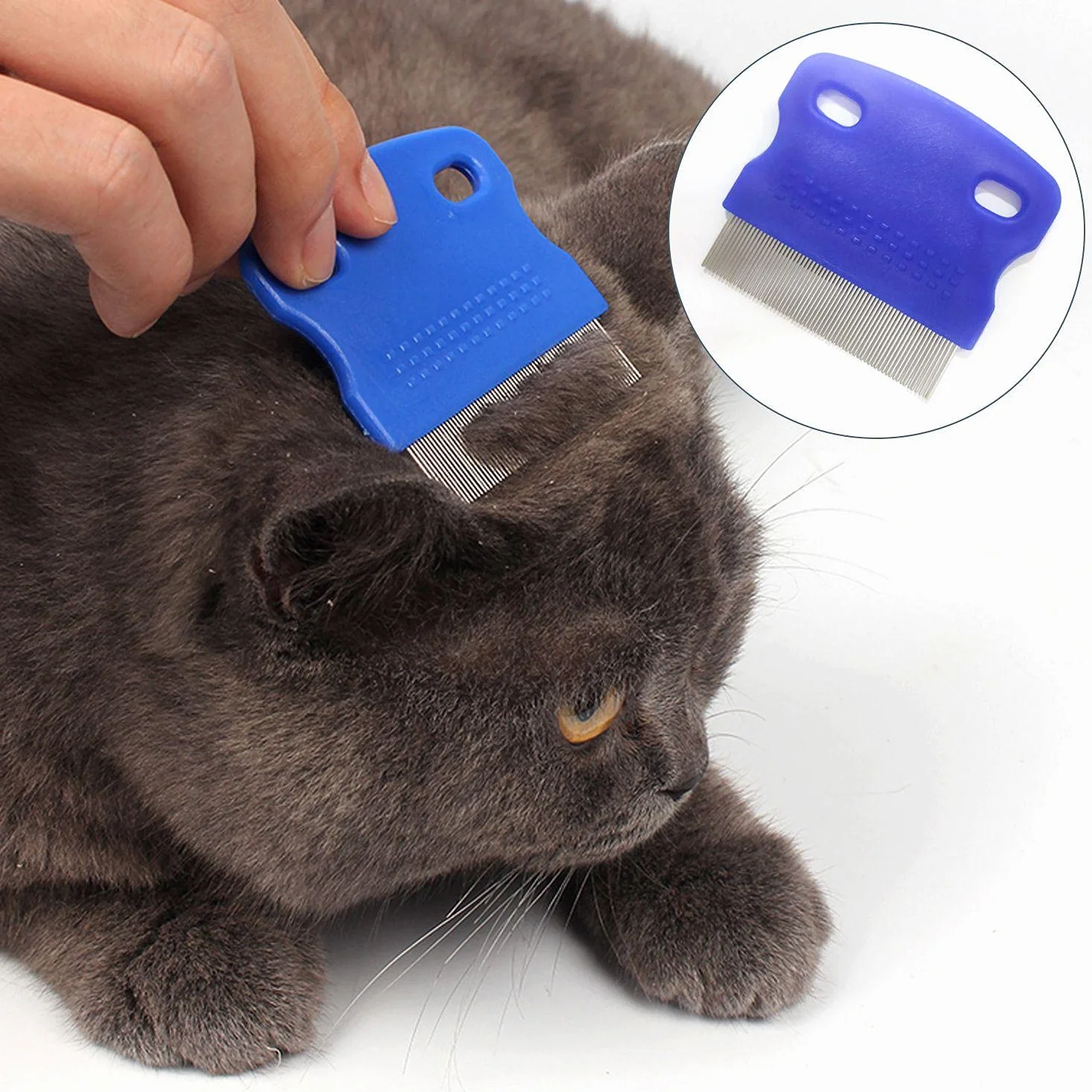 6 PCS Kit de peigne anti puce chiens et chats,Peigne Anti Poux,Peigne Anti Puces pour Chat, Elimination poux et poussière Outil de toilettage en acier inoxydable avec pointes arrondies