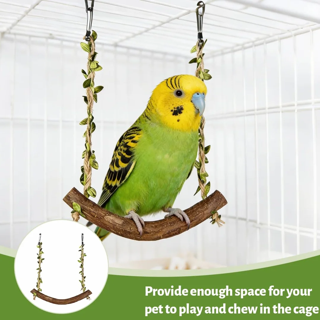 Balançoire en Bois pour Perroquet Jouet Perchoir Suspendre Accessoires Oiseaux