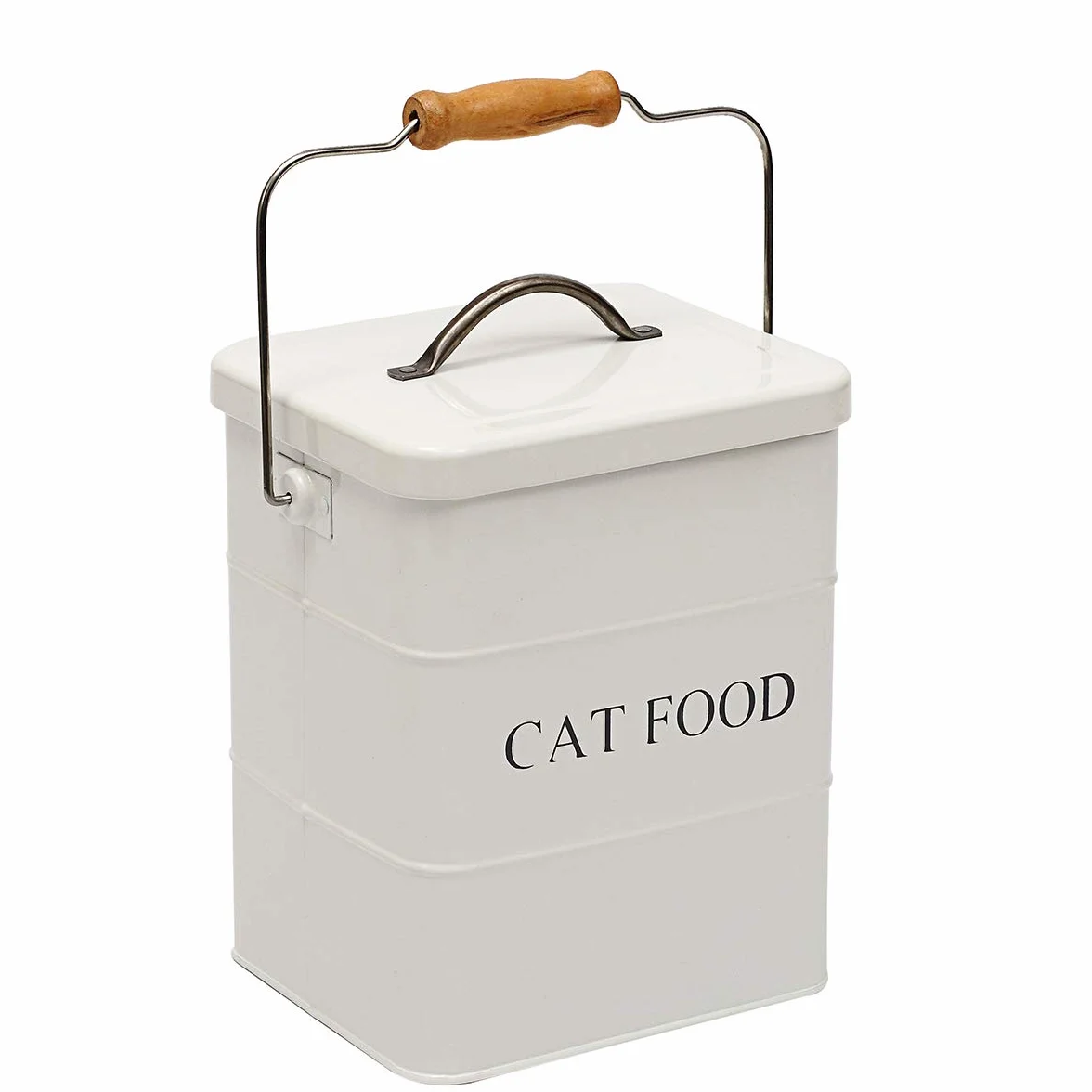 Geyecete Boîtes de Rangement Nourriture Animaux hermétiques Acier Carbone 6L Blanc