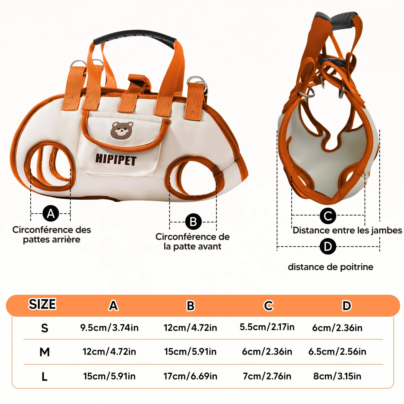 Harilla Harnais de Transport pour Chien, Sac Ergonomique Respirant avec Bandoulière Réglable, S