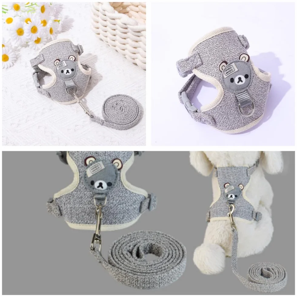 Harnais pour Lapins Laisse Réglable 27-35 cm 1,20 m Gris S