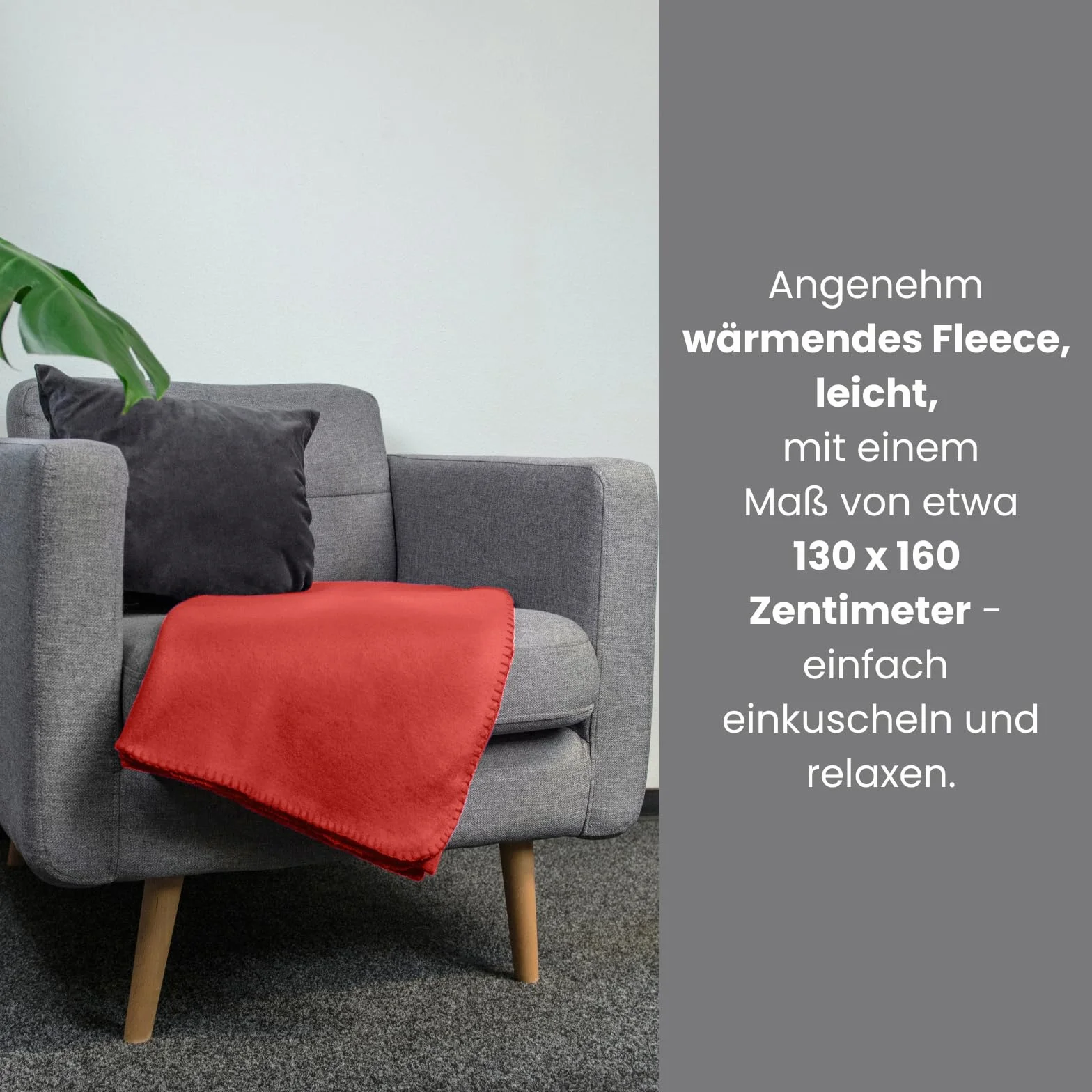 Couvertures polaires oekoTex 130 x 160 cm 400 g anti-boulochage lot de 10 rouge