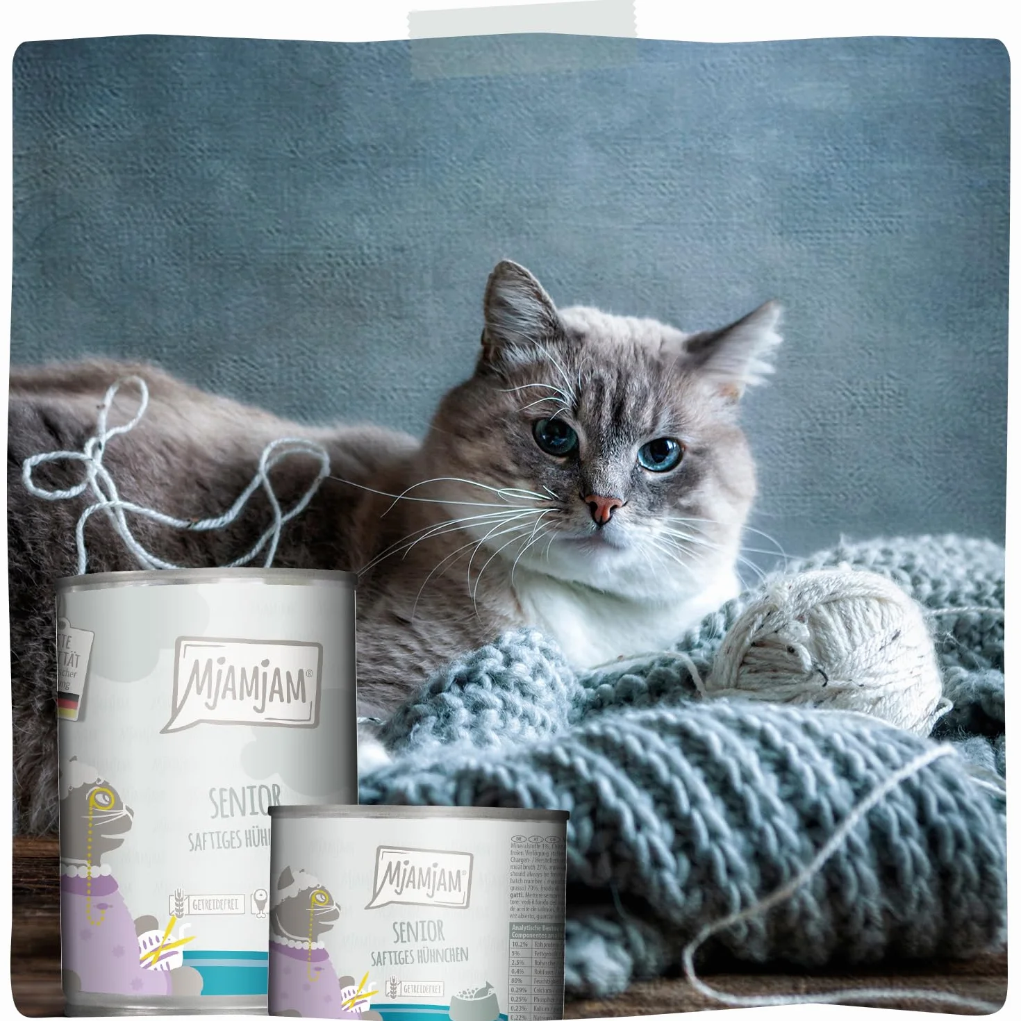 MjAMjAM - Premium Nourriture Humide pour Chats - Senior - Poulet juteux, Paquet de 6 (6x200g), sans céréales