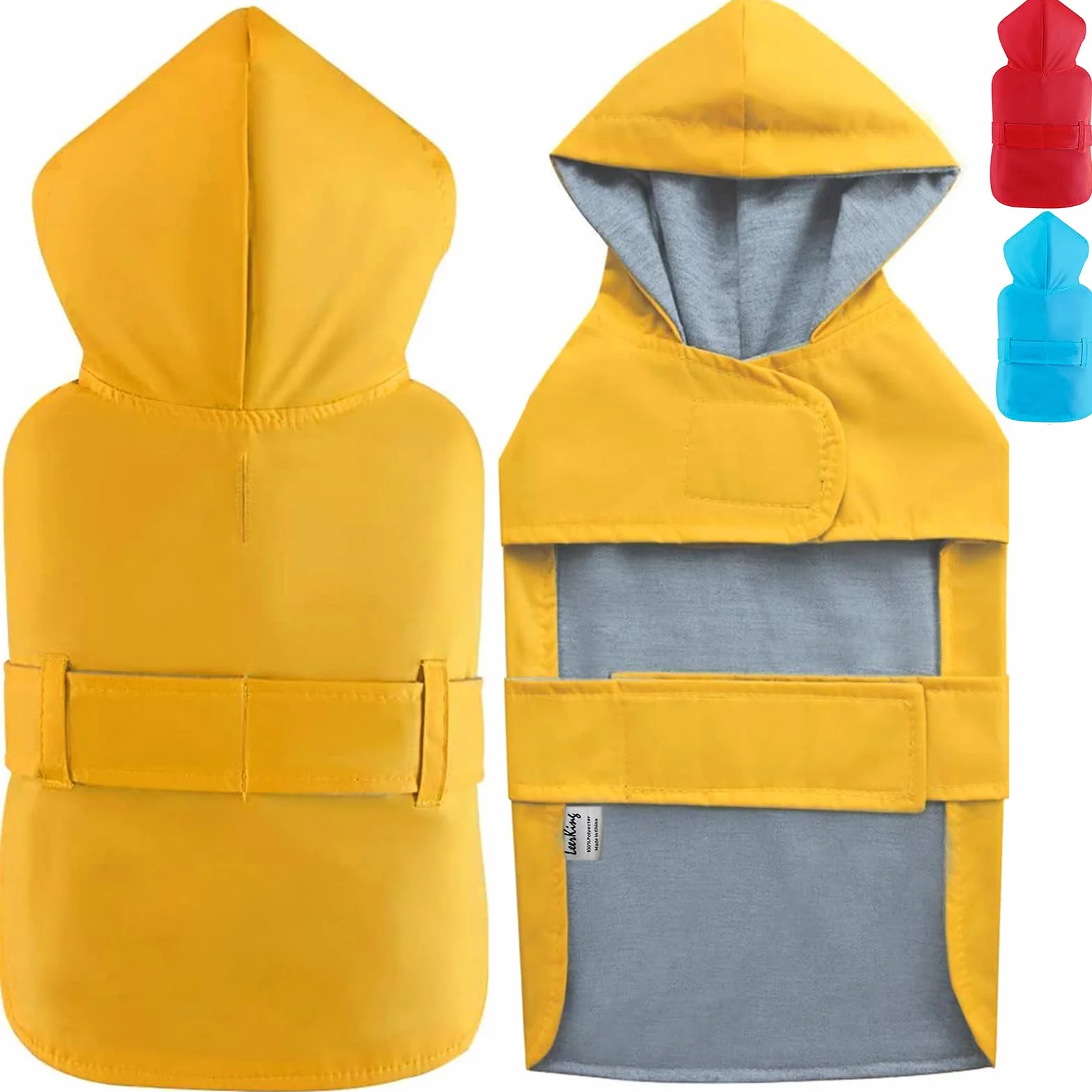 LeerKing Manteaux Imperméable pour Chien avec Capuche Veste de Pluie 10 Tailles pour Toutes Les Races Petites Moyennes et Grandes, Jaune XXS