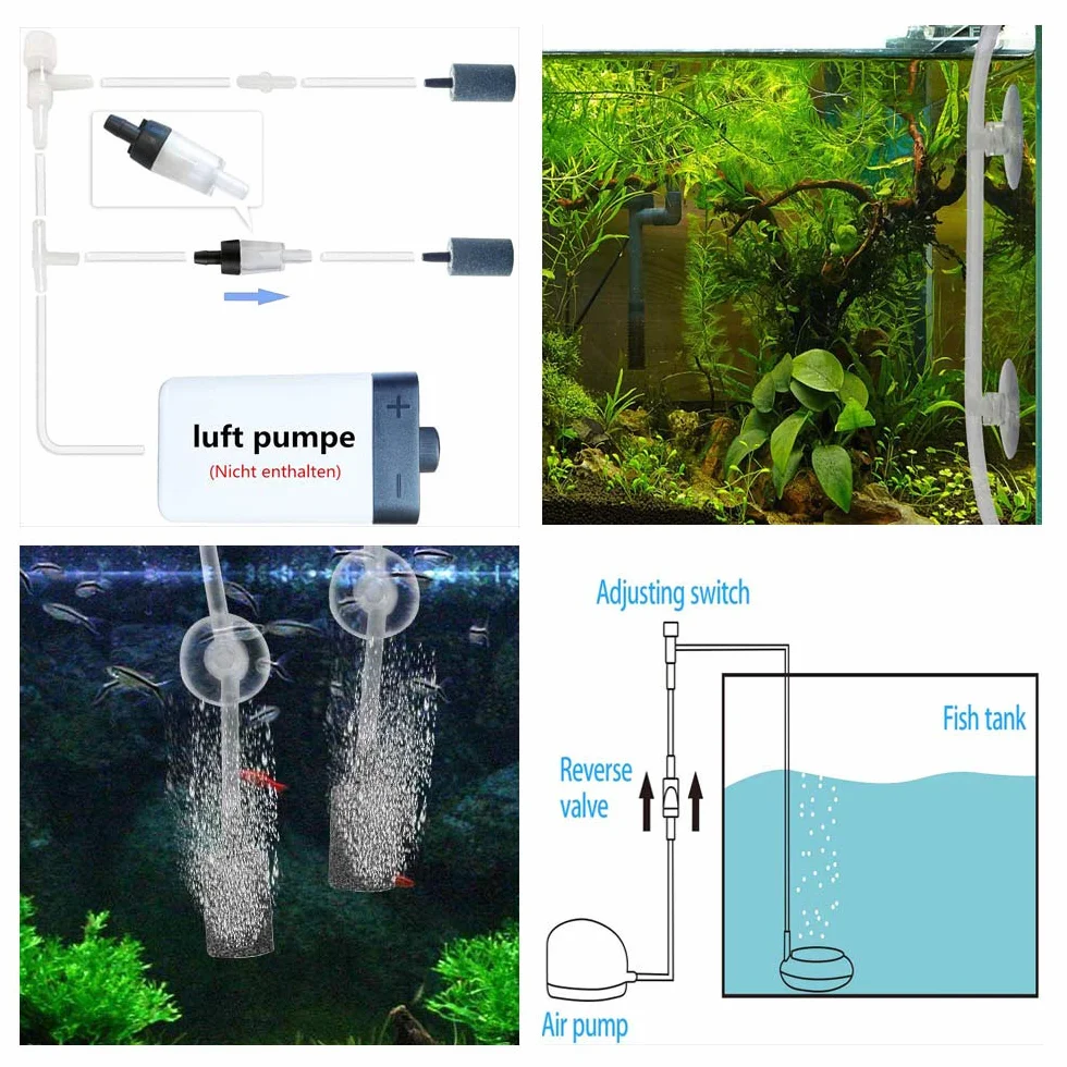 Pompe à air Accessoires pour Fish Tank 31 Pièces 5M Tuyau à air Bulles Pierres Valves