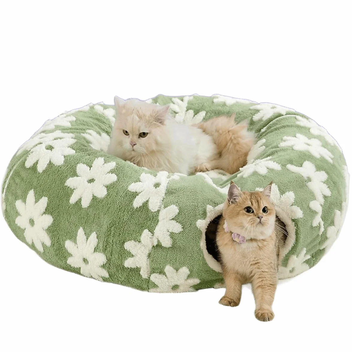 ERNAN Tunnel Pliable pour Chat - Tunnel de Jeu et Tunnel d'éveil pour Chatons, Chiots, Lapins, Petits Chiens (Green)