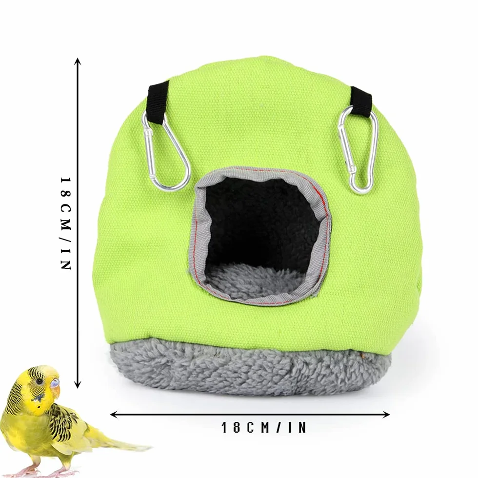 Nid d'oiseau Hiver Cabane Perroquet Suspendu Peluche Rond Doux Vert