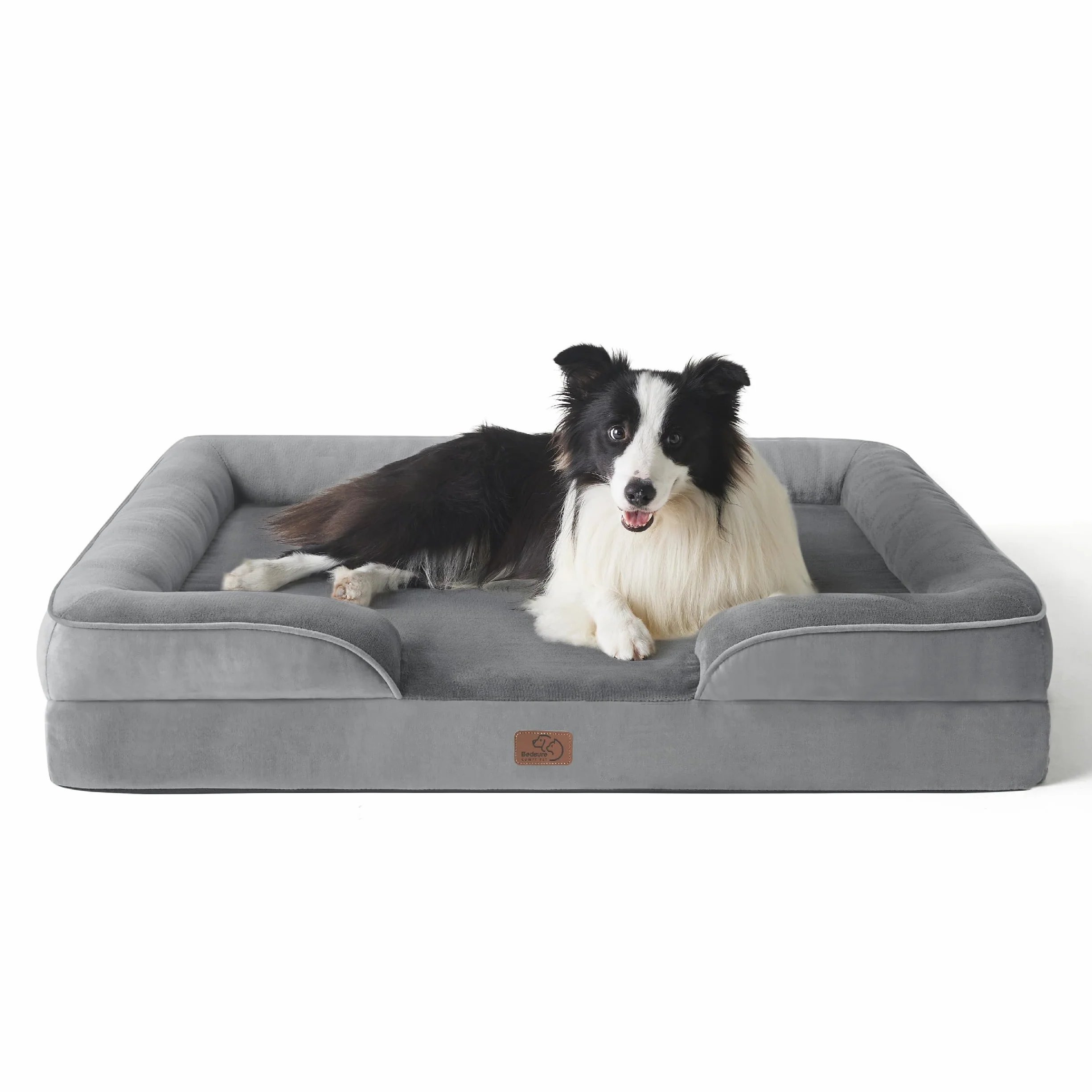 Bedsure Panier Chien Orthopédique Grande Taille 89x63x16.5 cm Lavable Anti-dérapant Gris