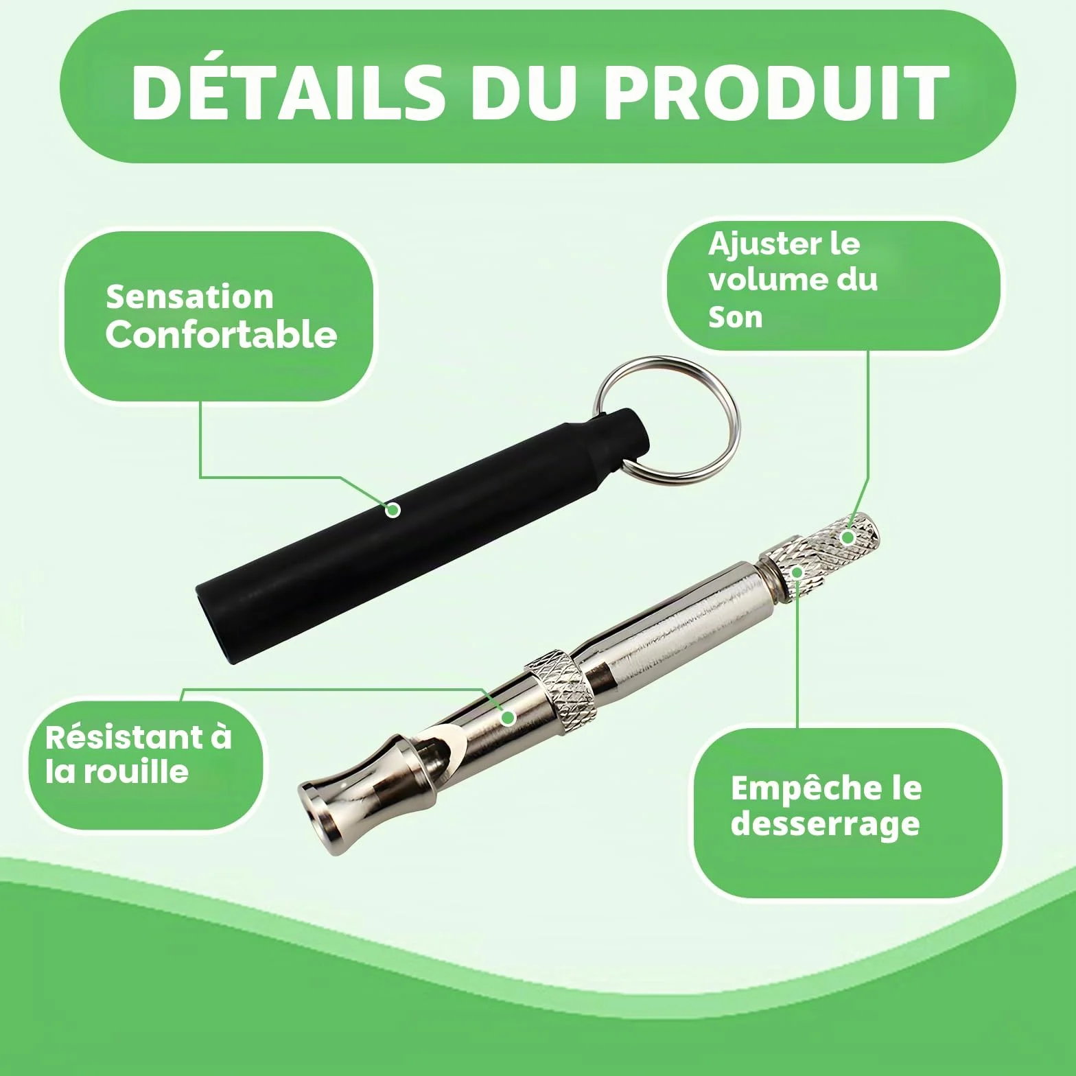 Sifflet pour Chien à Haute Fréquence, Ultrason Anti Aboiement Réglable pour Rappel Chien Accessoires
