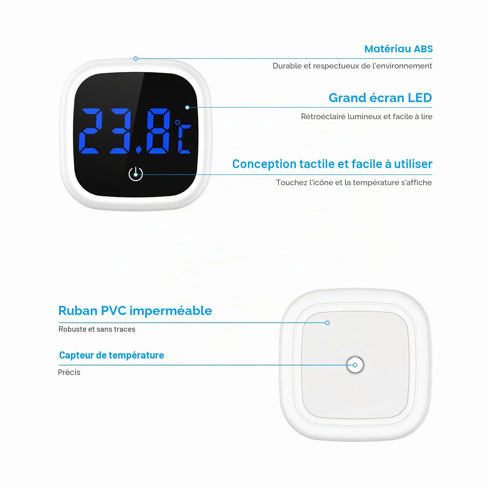 Brifit Thermomètre Aquarium Numérique avec Ecran Tactile LED, Sans Fil pour Eau Douce et Marine