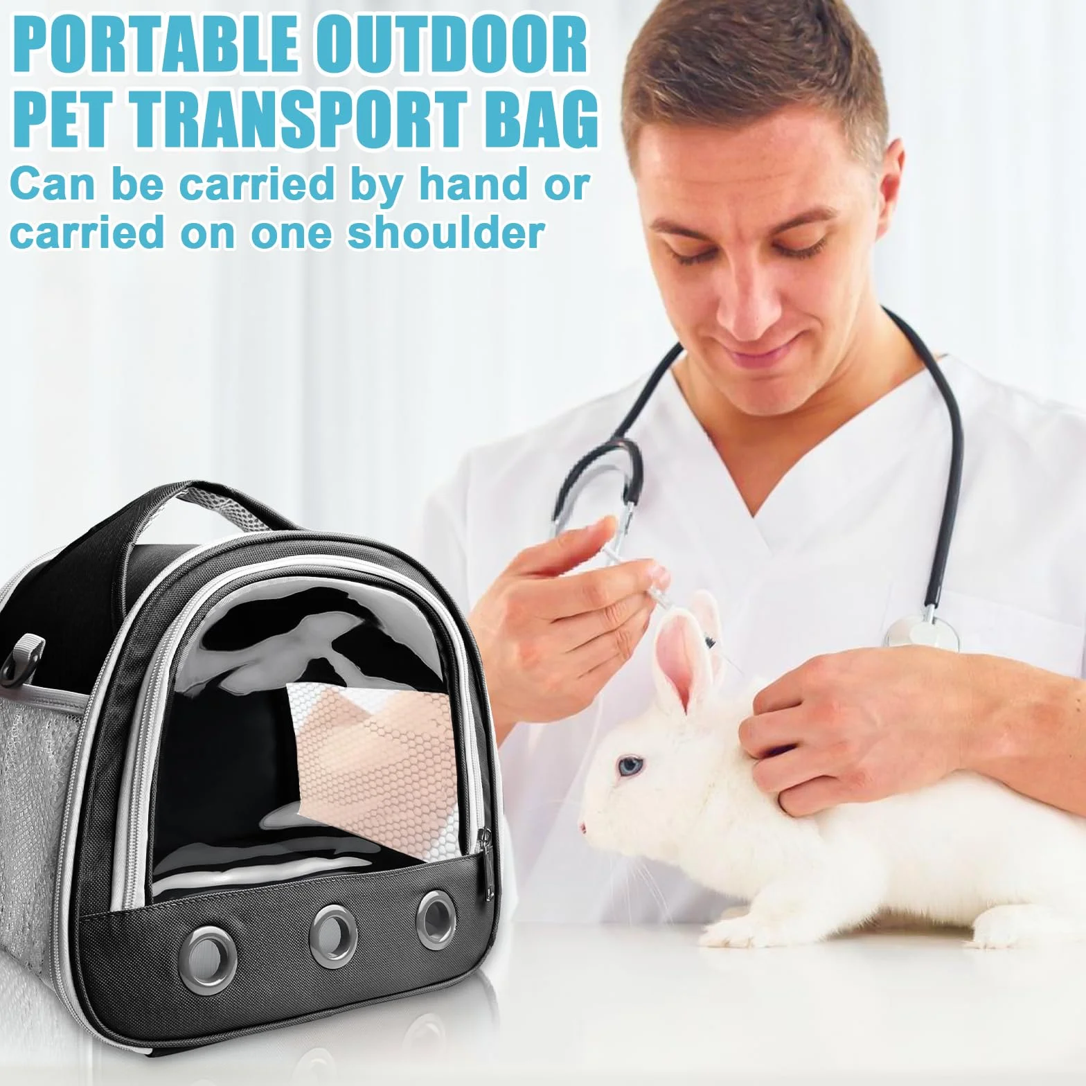 Boîte de transport pliable pour chat chien lapin hamster 30 x 21 x 27 cm Noir