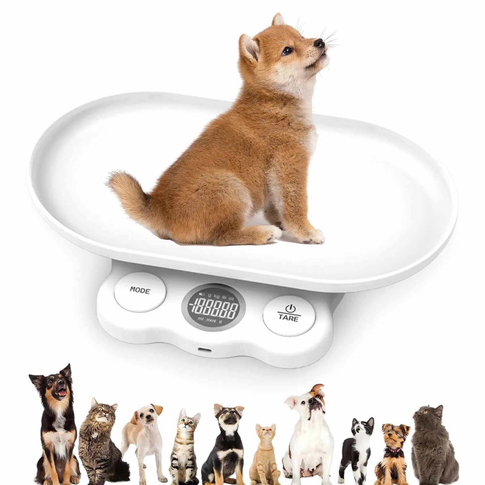 Balance numérique pour animaux 15 kg 7 modes pesée LCD chat chien