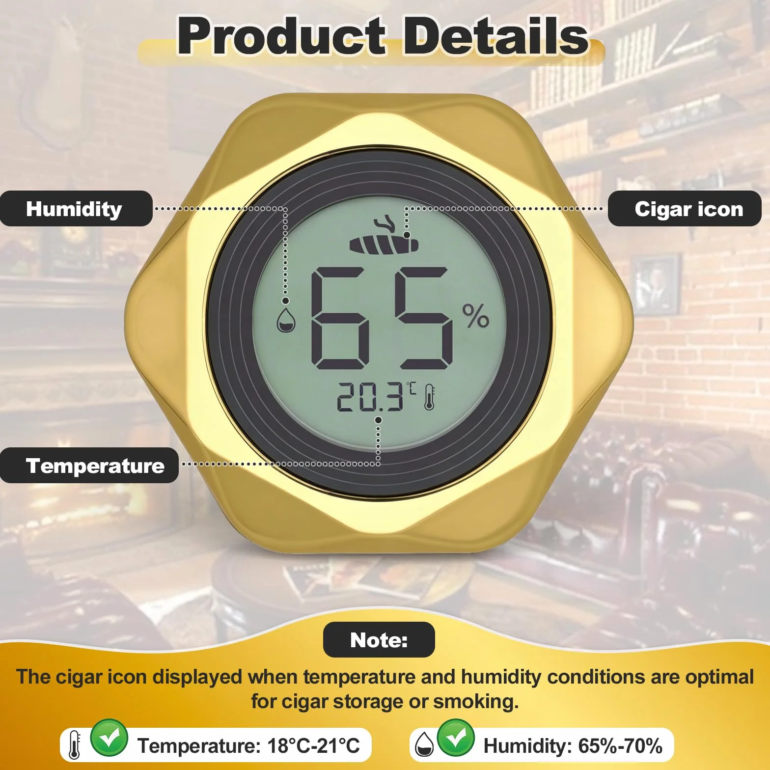 Thlevel Hygromètre Thermomètre Numérique LCD Indicateur Humidité Température pour Cave à Cigare
