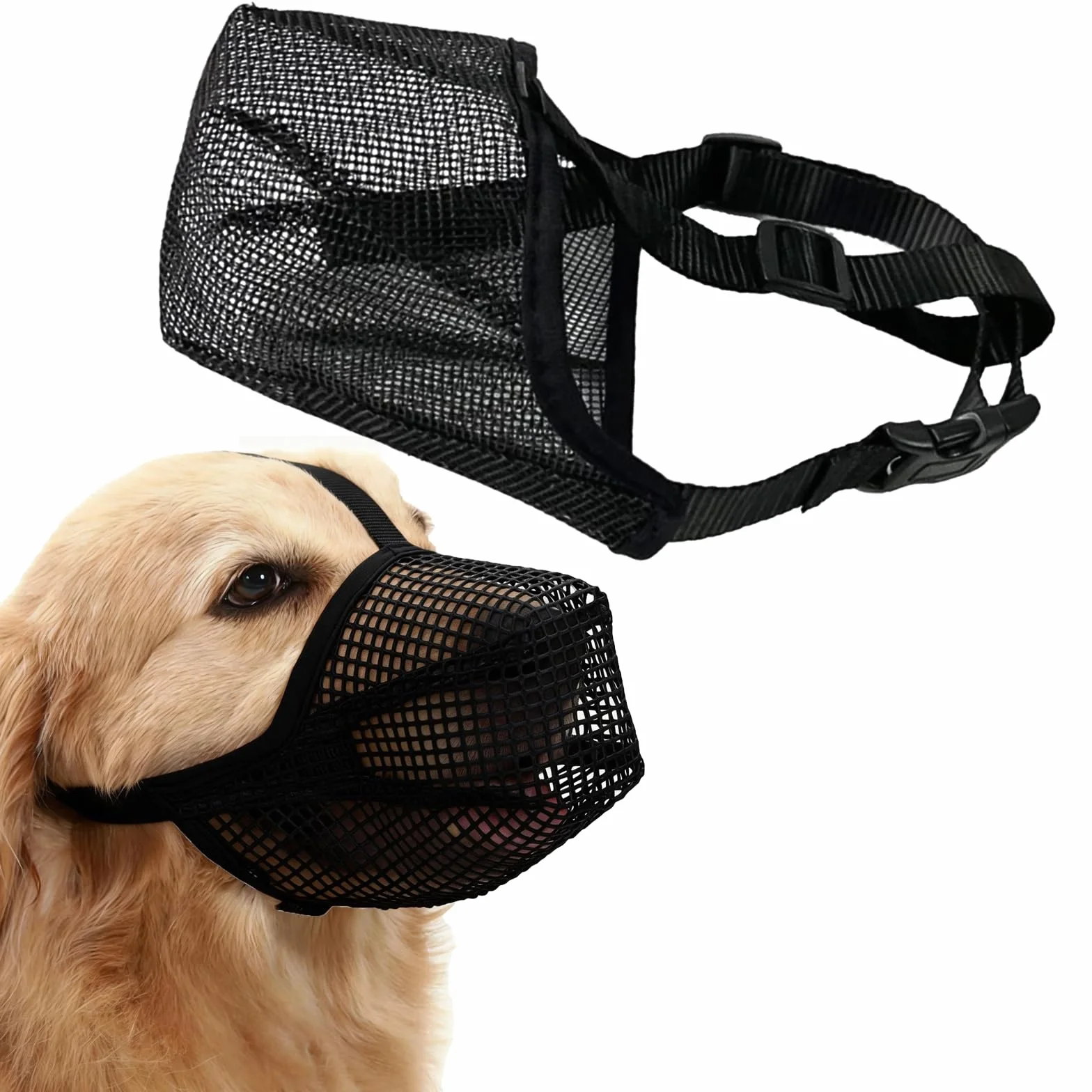Museliere Anti Intoxication Chien (M) Muselière Chien Réglables Masque Respirant pour Animaux Prévenir L'ingestion Accidentelle pour Attraper Les Morsures Les Lécher La Mastication