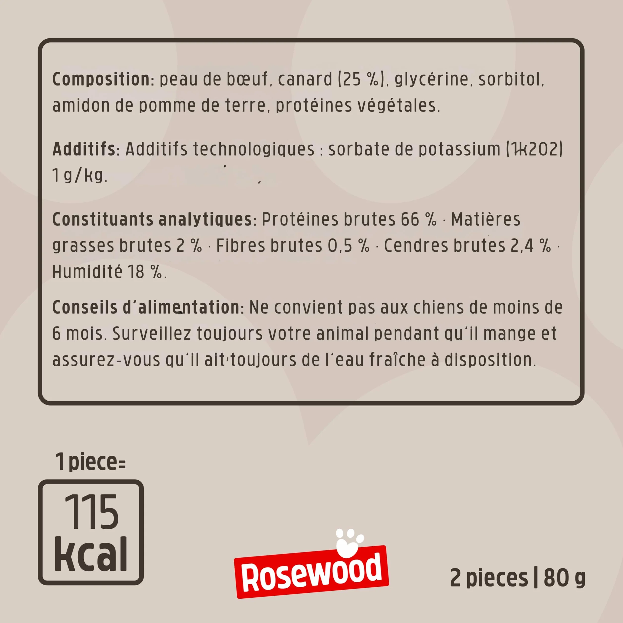 Rosewood Chewy Bones Canard Medium Friandise à mâcher pour Chien Peau de bœuf 80 g