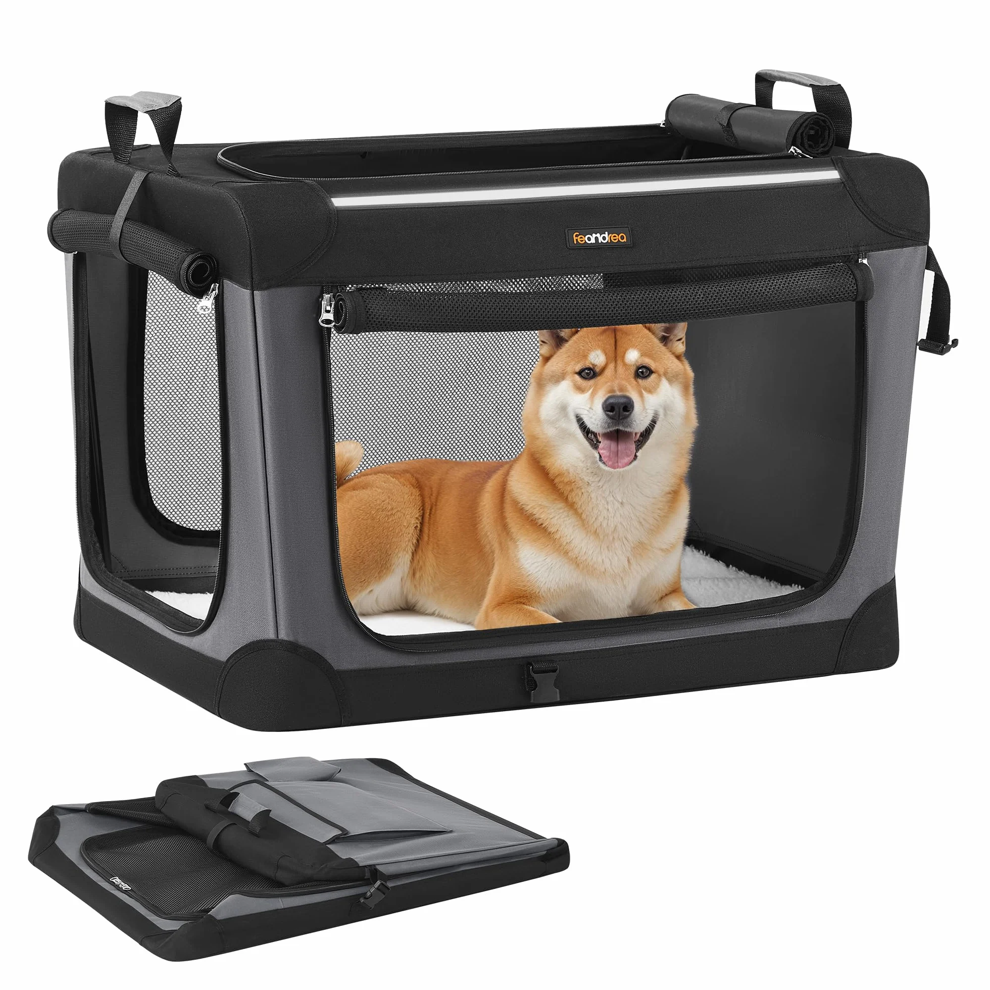 Feandrea Sac de Transport Chien 76,2 cm Pliable Caisse Animaux Tissu Oxford Noir