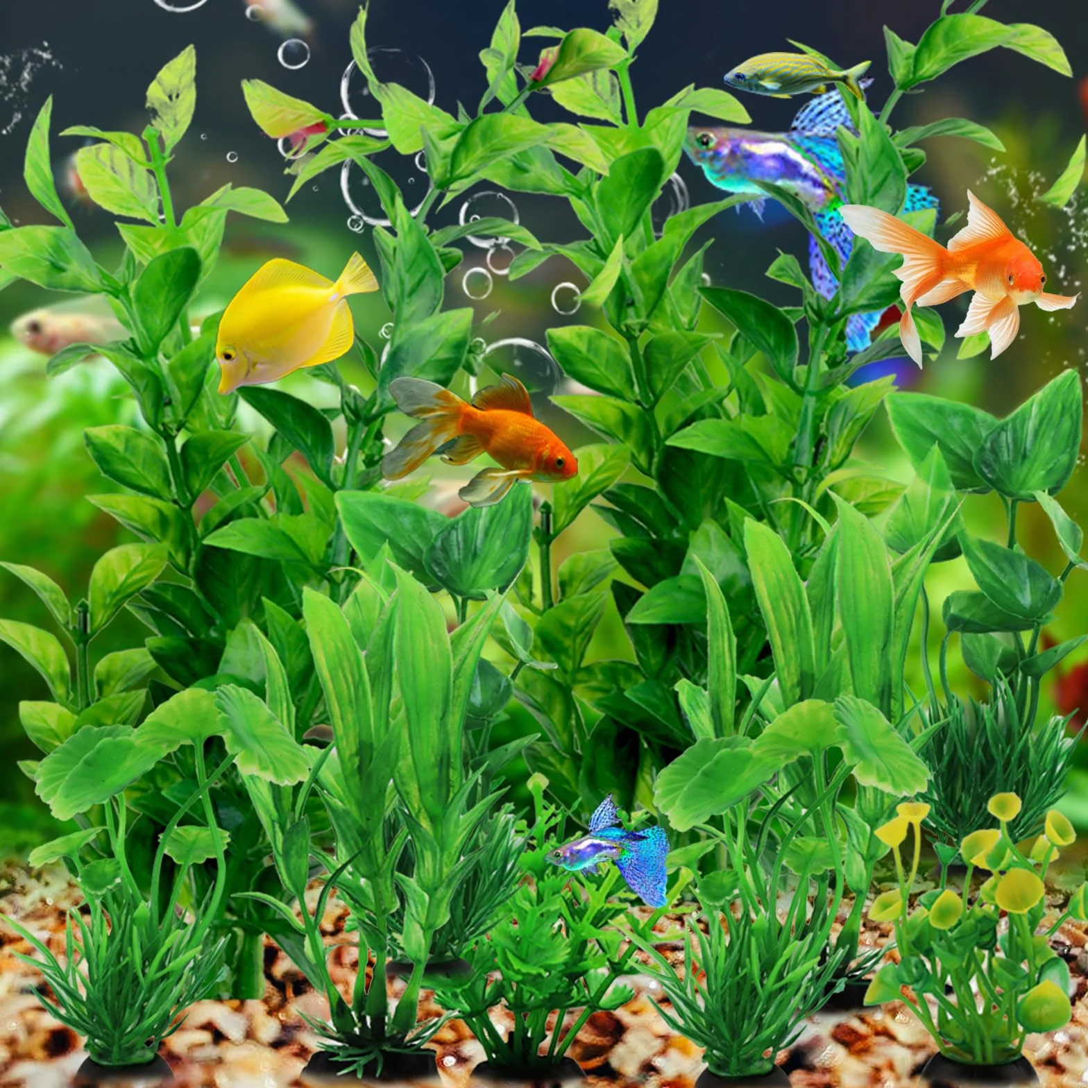 Aquarium Decor 10pcs Fish Tank Plants Green Accessories