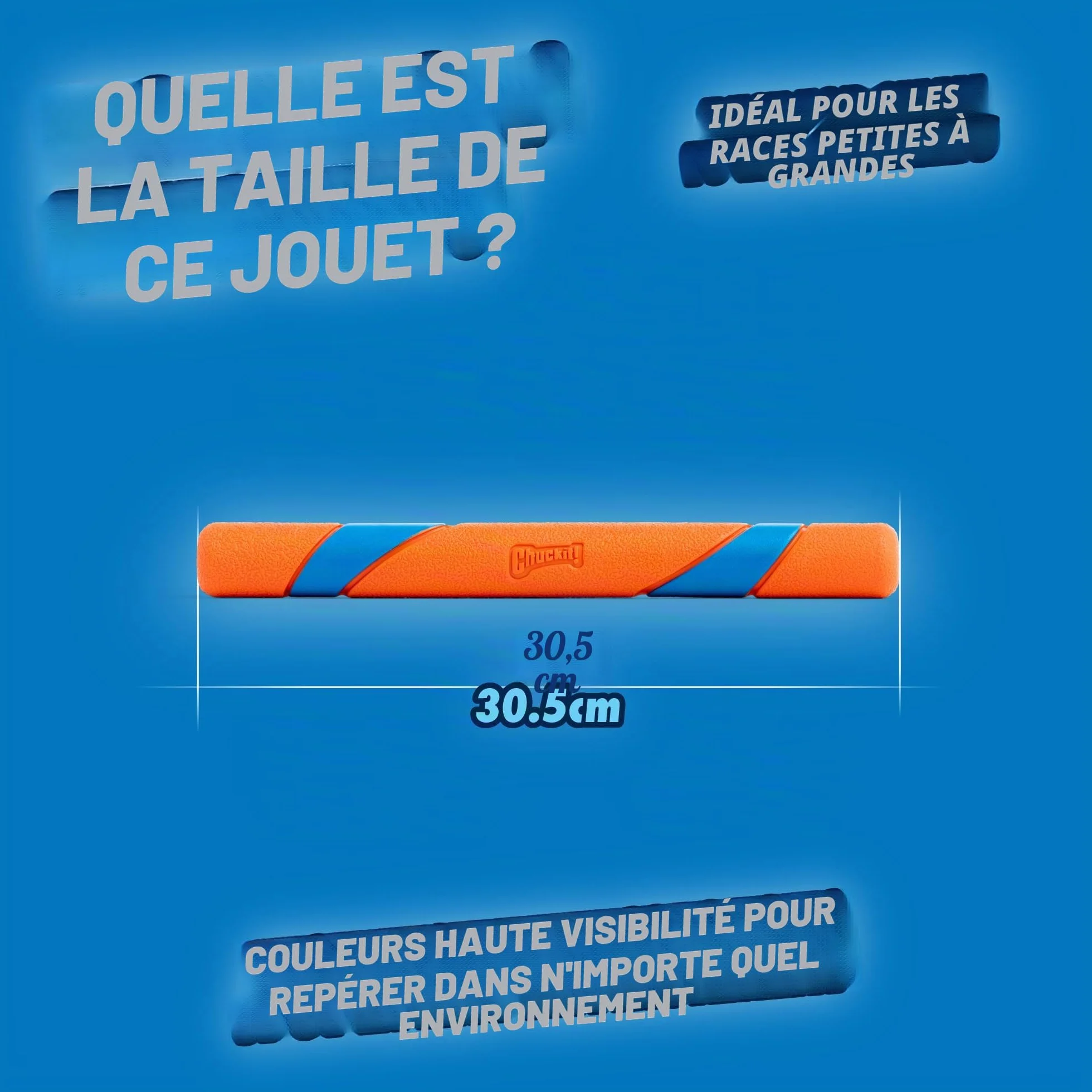 Chuckit! Ultra Fetch Stick Bâton à Poursuivre et à Mâcher pour Chien Caoutchouc Robuste Taille Unique