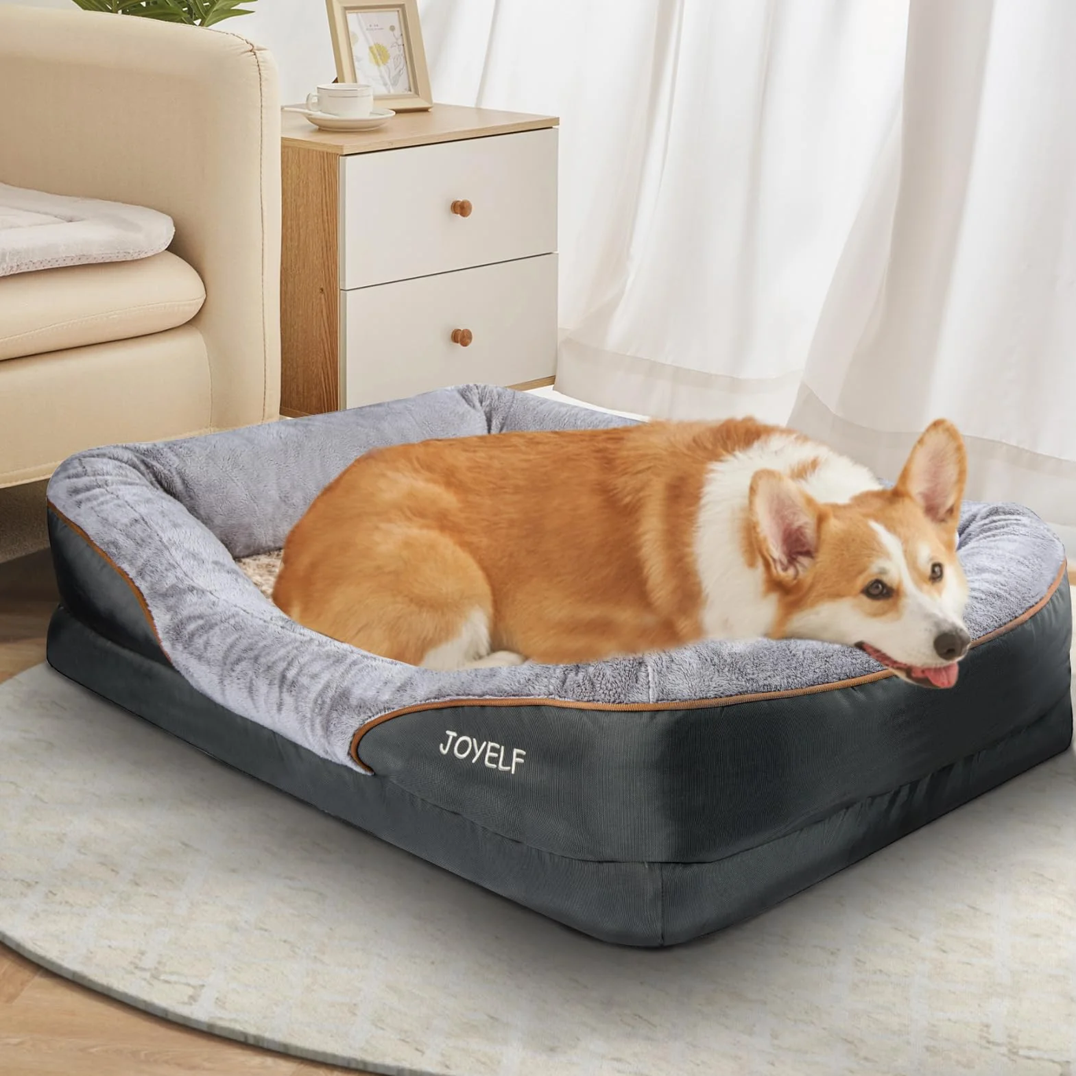 lit pour Chien orthopédique XXL en Mousse à mémoire de Forme avec Housse Lavable Amovible