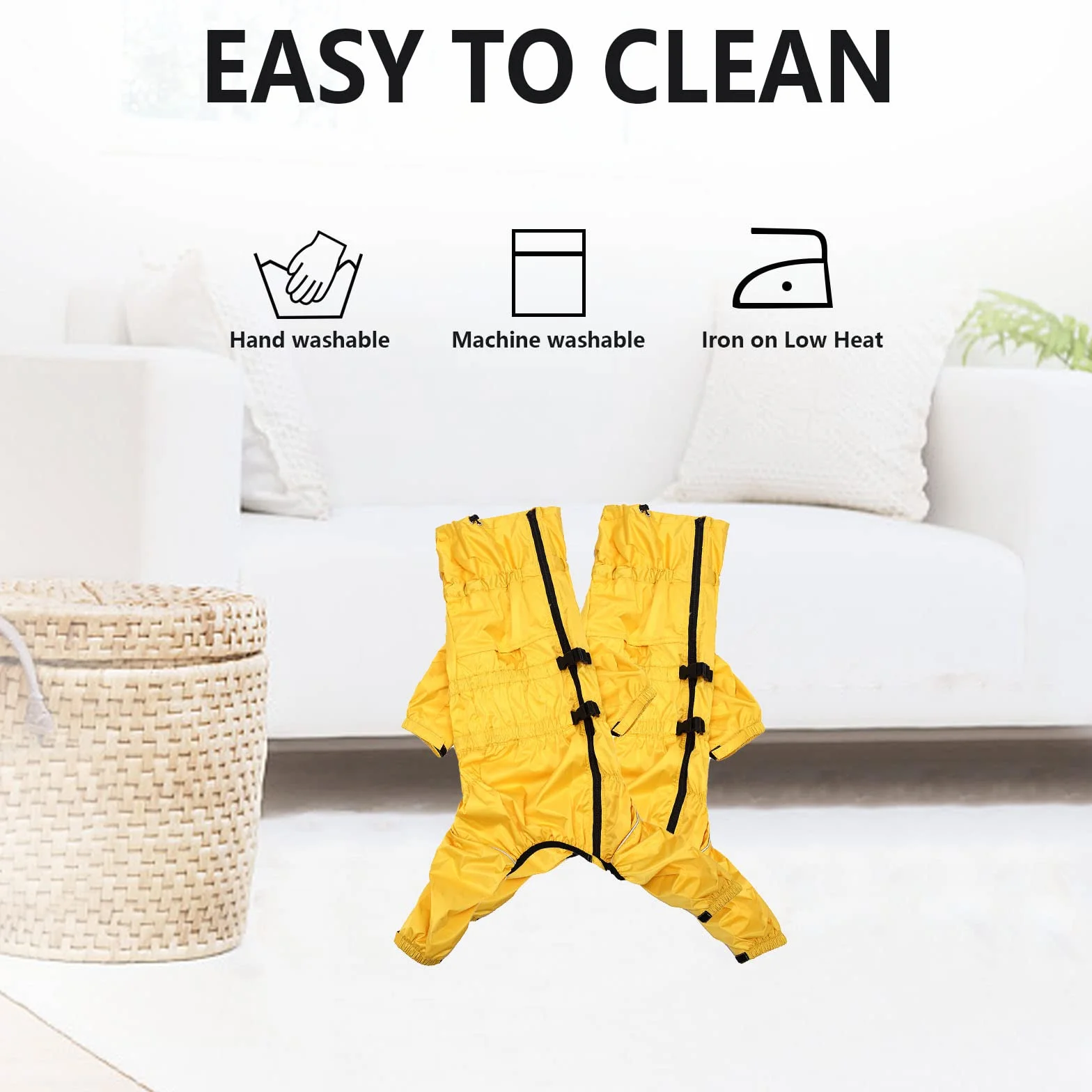 Geyecete - Extensible 1/2 Jambe Costume Combinaison pour Chiens, Manteaux imperméable pour Chien avec Fermeture éclair e Nylon Boucle,pour Chiens de Grande, Petite et Moyenne Taille-Jaune-XXXL