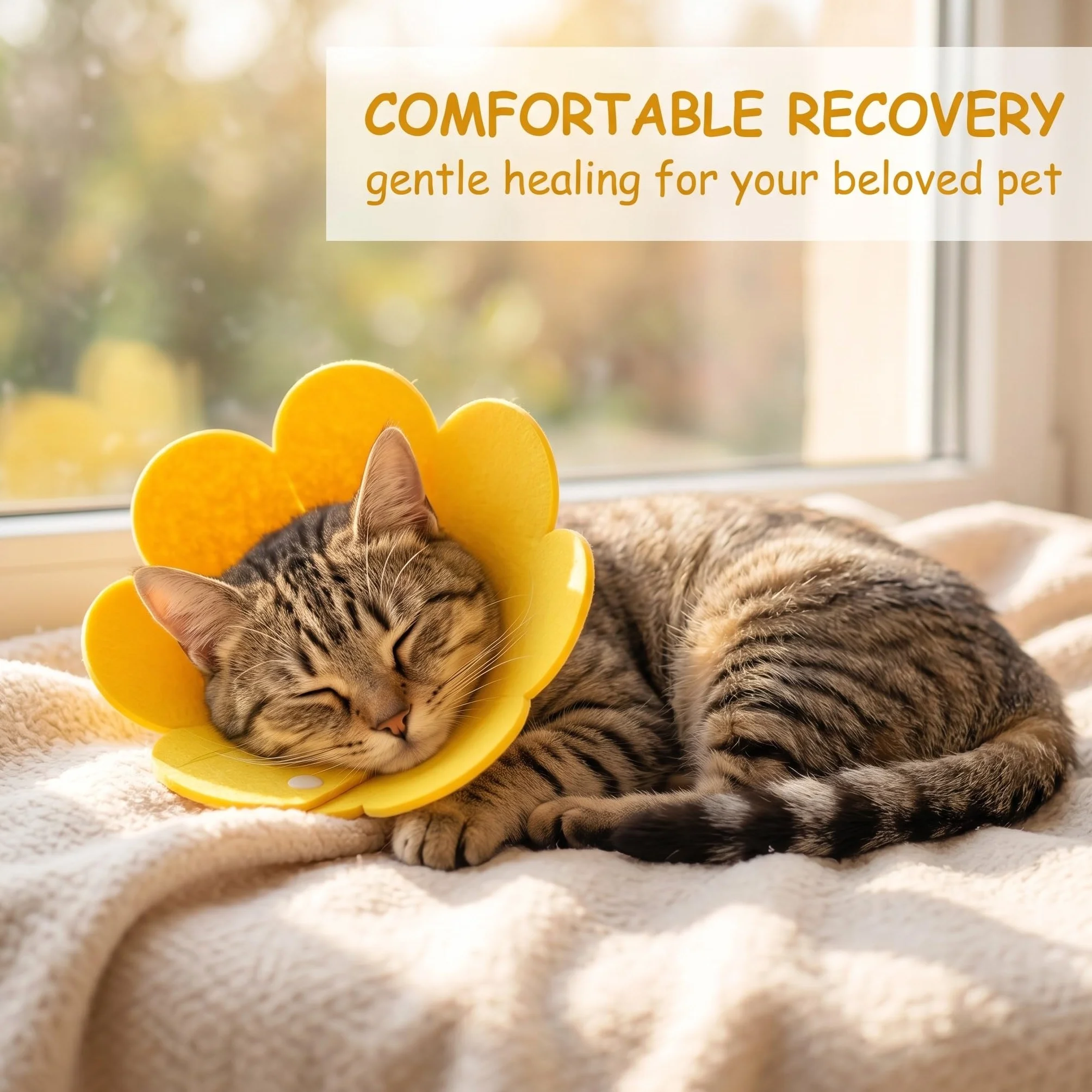 Collier Élisabéthain Pour Chat 6-9Kg, Collerette Anti-Léchage Jaune, Médical Post-Opératoire Doux