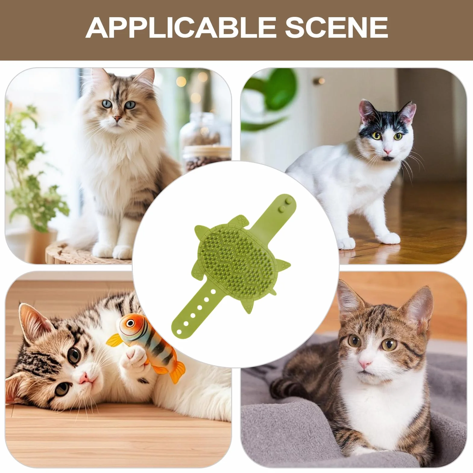 Toilettage Autonome pour Chat, Coin de Frottement - 203 Dents Imperméable Tondeuse Sangle Silicone Outil Massage