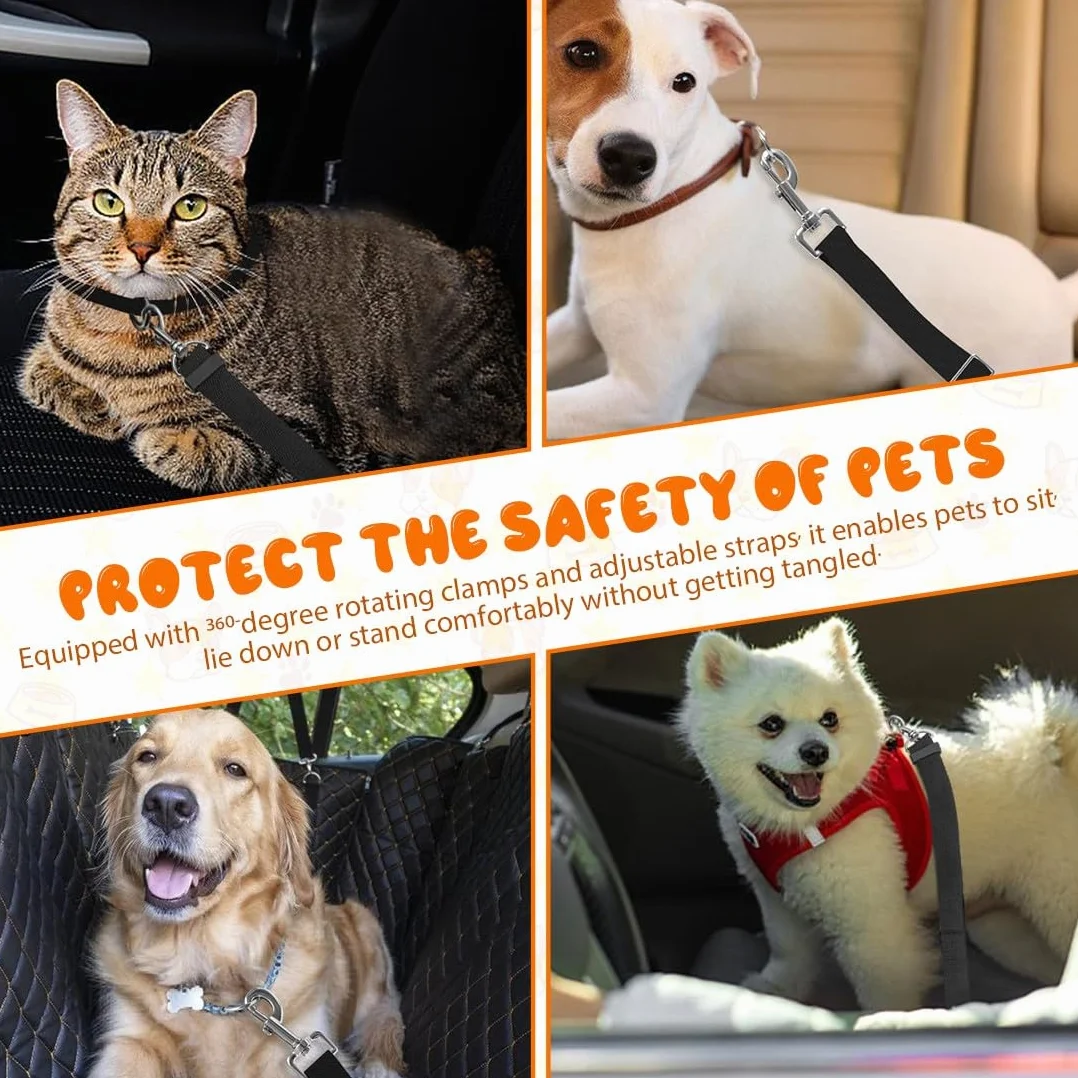 Ceinture Chien Voiture,3 Pièces Ceinture Voiture Chien,Ceintures Securite Chiens Voiture,Ceintures Securite avec Absorption des Chocs et Mousqueton,pour Chats et Chiot